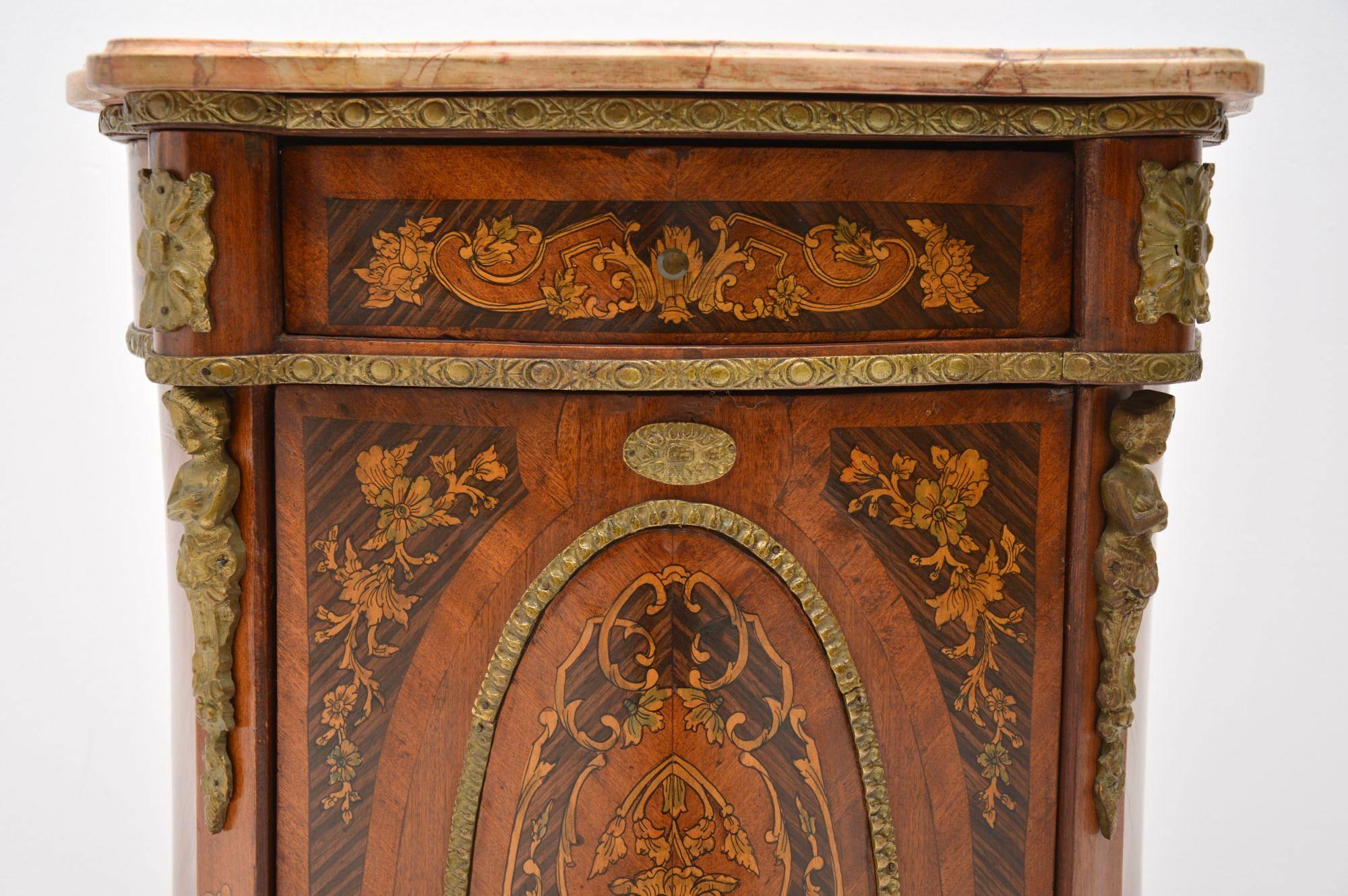 Late 20th Century Antique French Style Marble-Top Cabinet