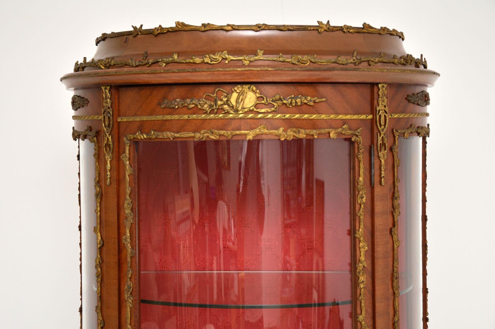 Glass Antique French Style Ormolu Mounted Display Cabinet