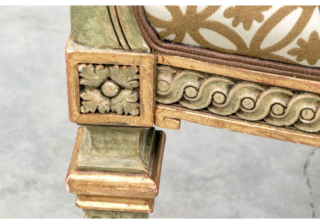 Antique French Style Paint Decorated And Gilt Fauteuil For Sale 3