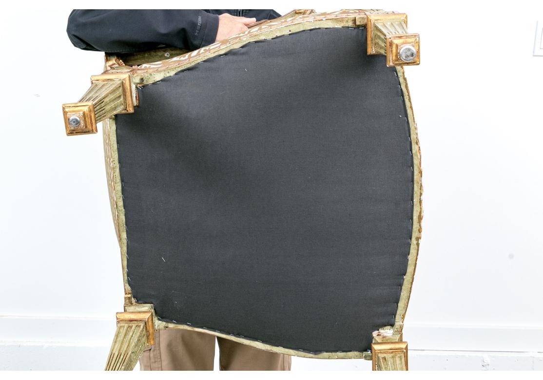 Antique French Style Paint Decorated And Gilt Fauteuil For Sale 5