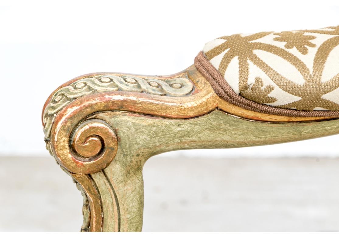 Louis XVI Antique French Style Paint Decorated And Gilt Fauteuil For Sale