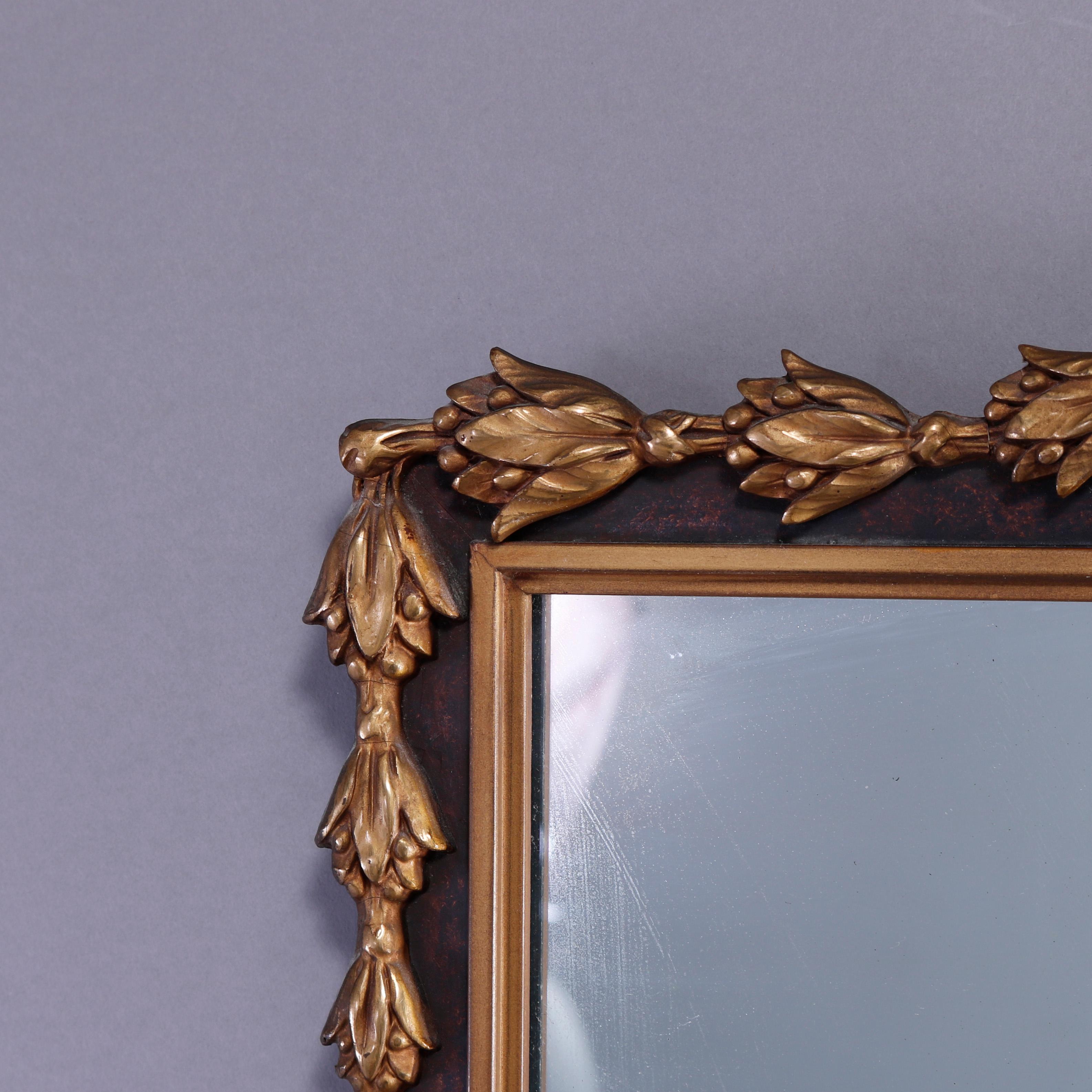 Antique French Style Polychrome & Giltwood Wall Mirror, Circa 1930 1