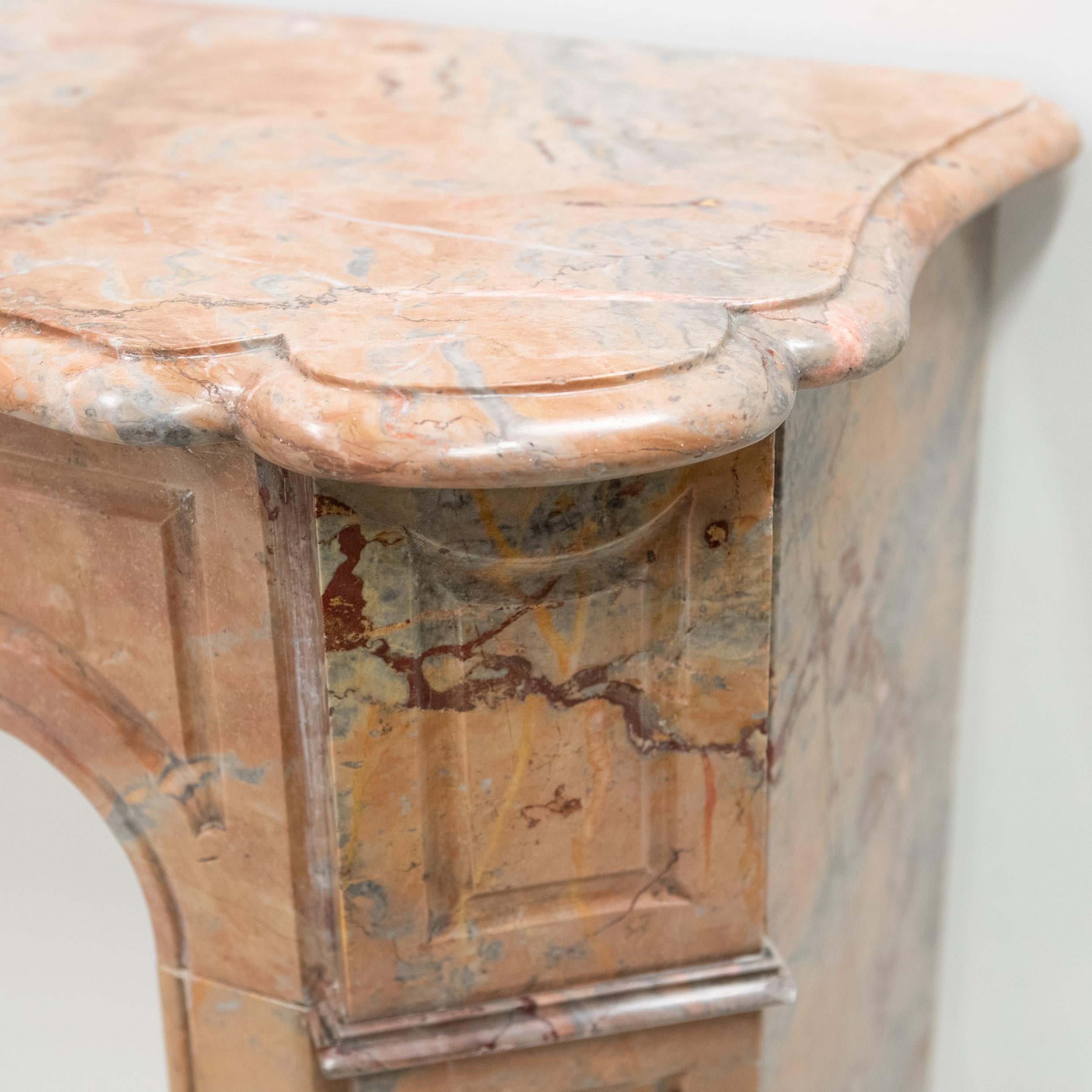 Antique Rouge Color Antique French Style Pompadour Rouge Breche Marble Fireplace For Sale ...