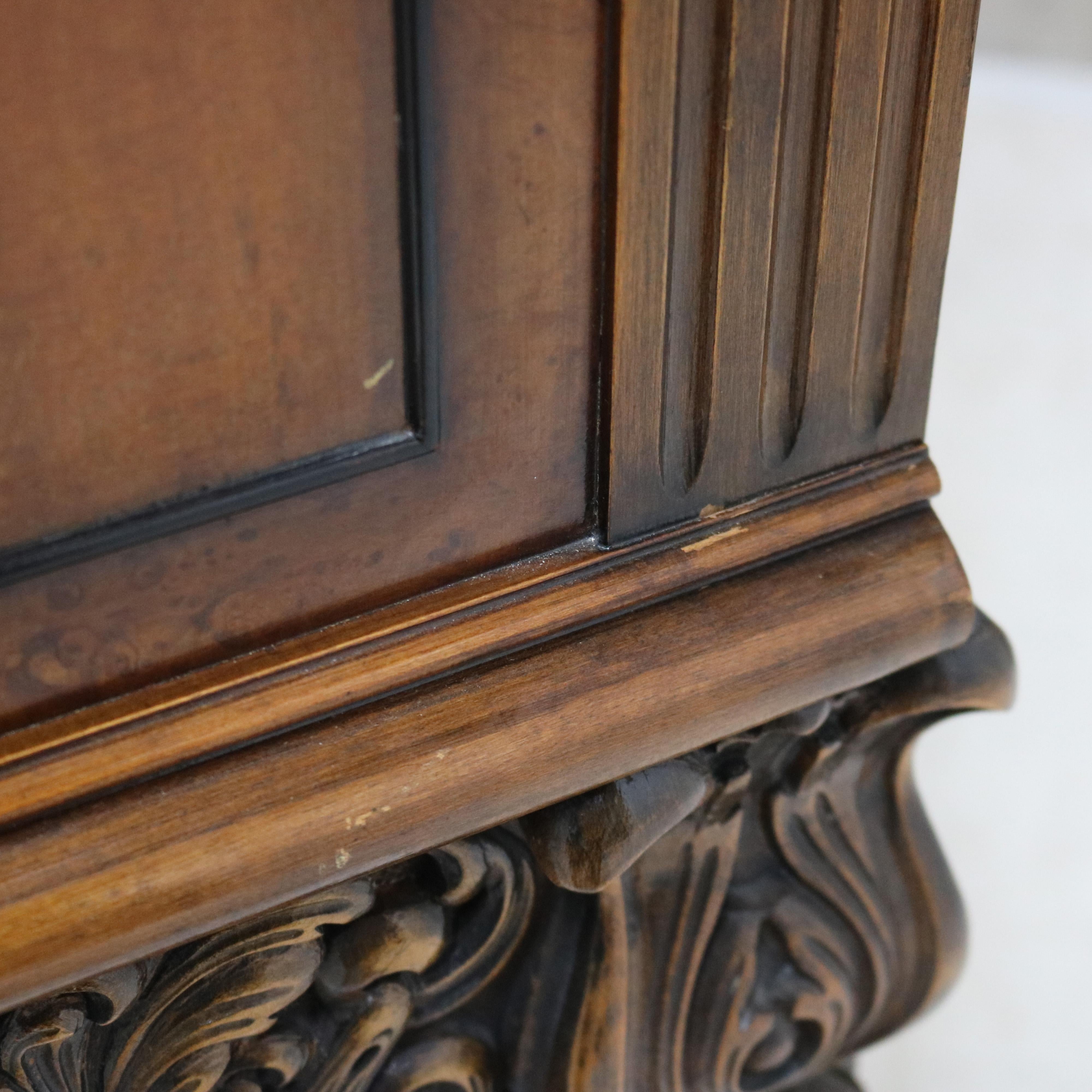 Antique French Style Reticulated Flame Mahogany, Rosewood & Satinwood Credenza 7