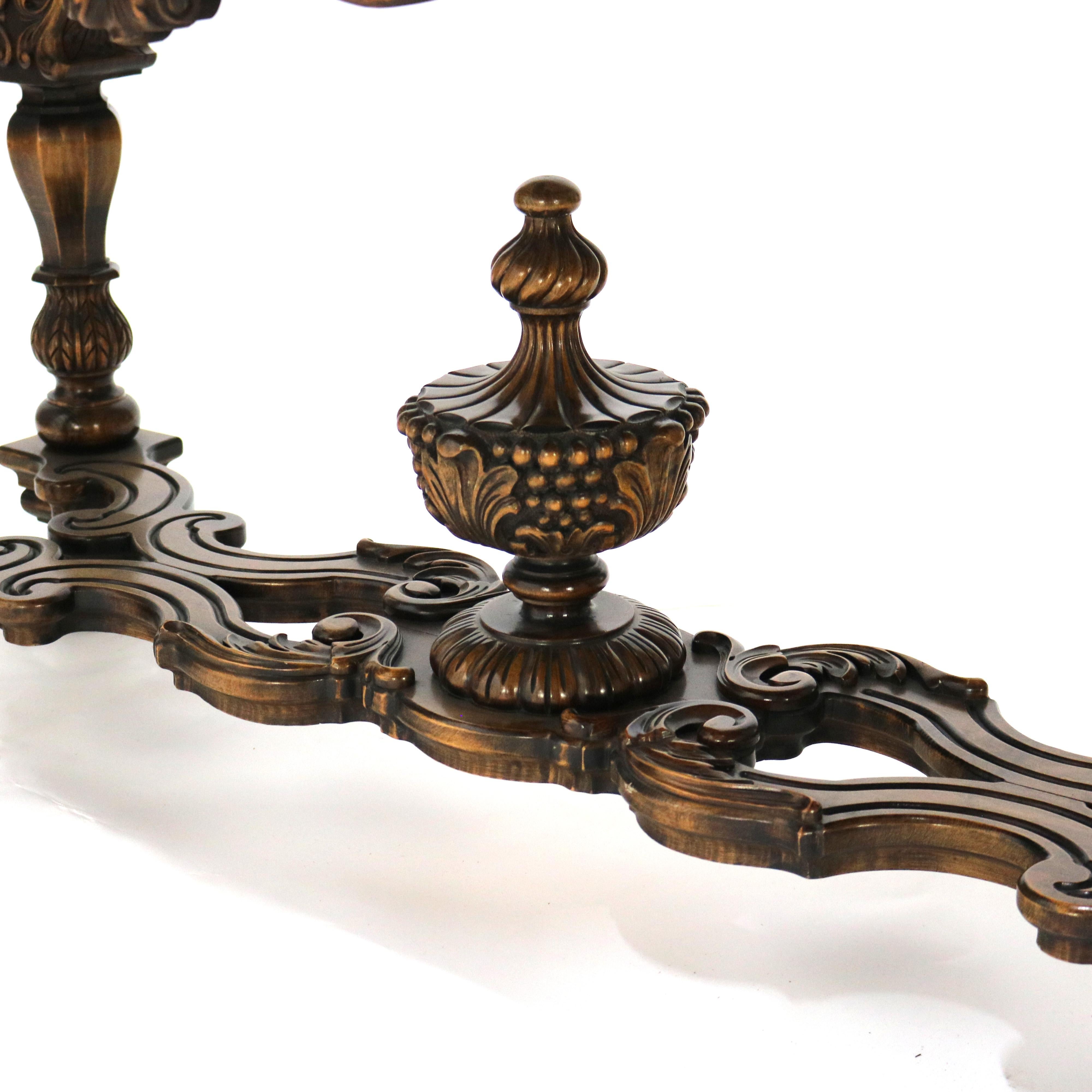 Calco Antique French Style Reticulated Flame Mahogany, Rosewood & Satinwood Credenza