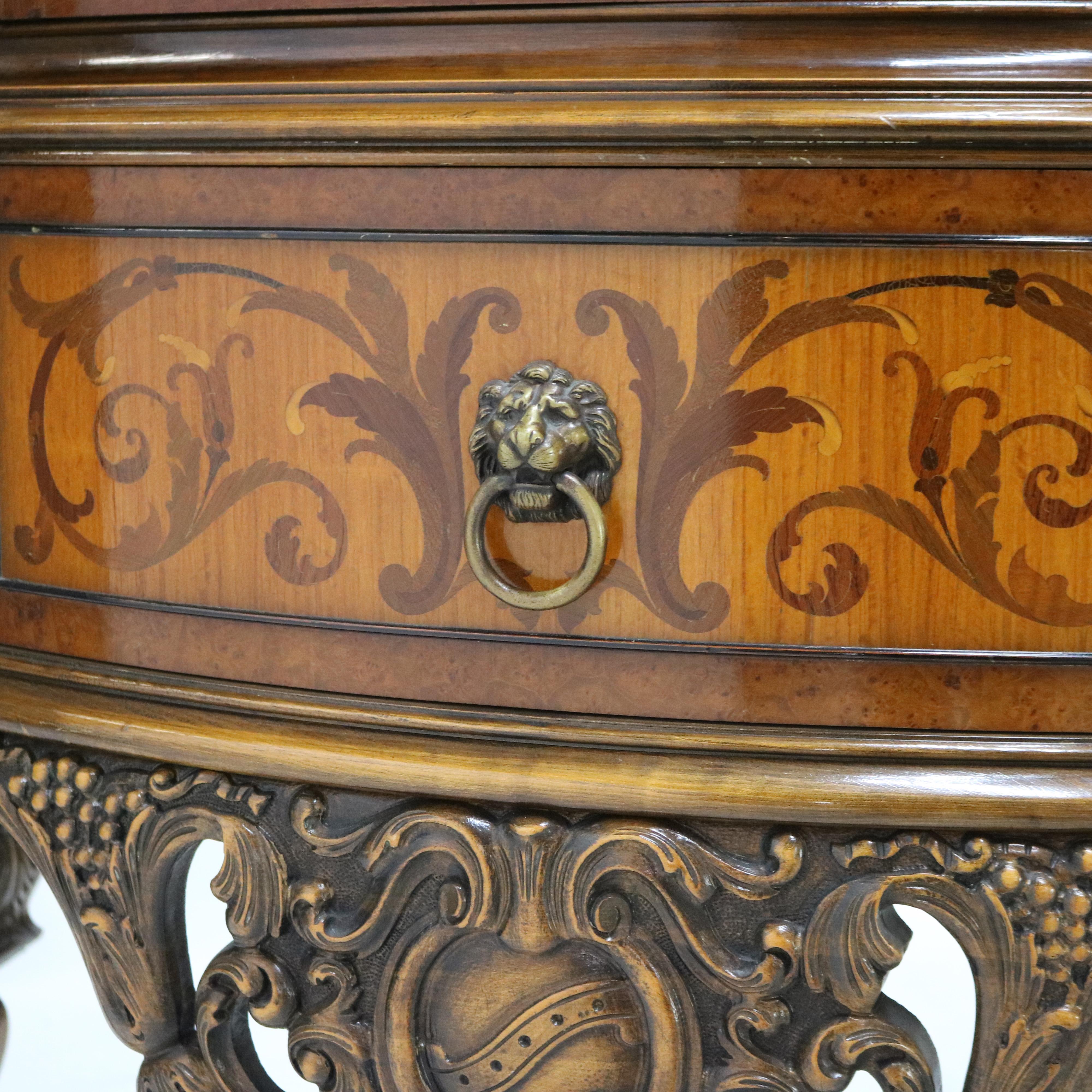 Similoro Antique French Style Reticulated Flame Mahogany, Rosewood & Satinwood Credenza