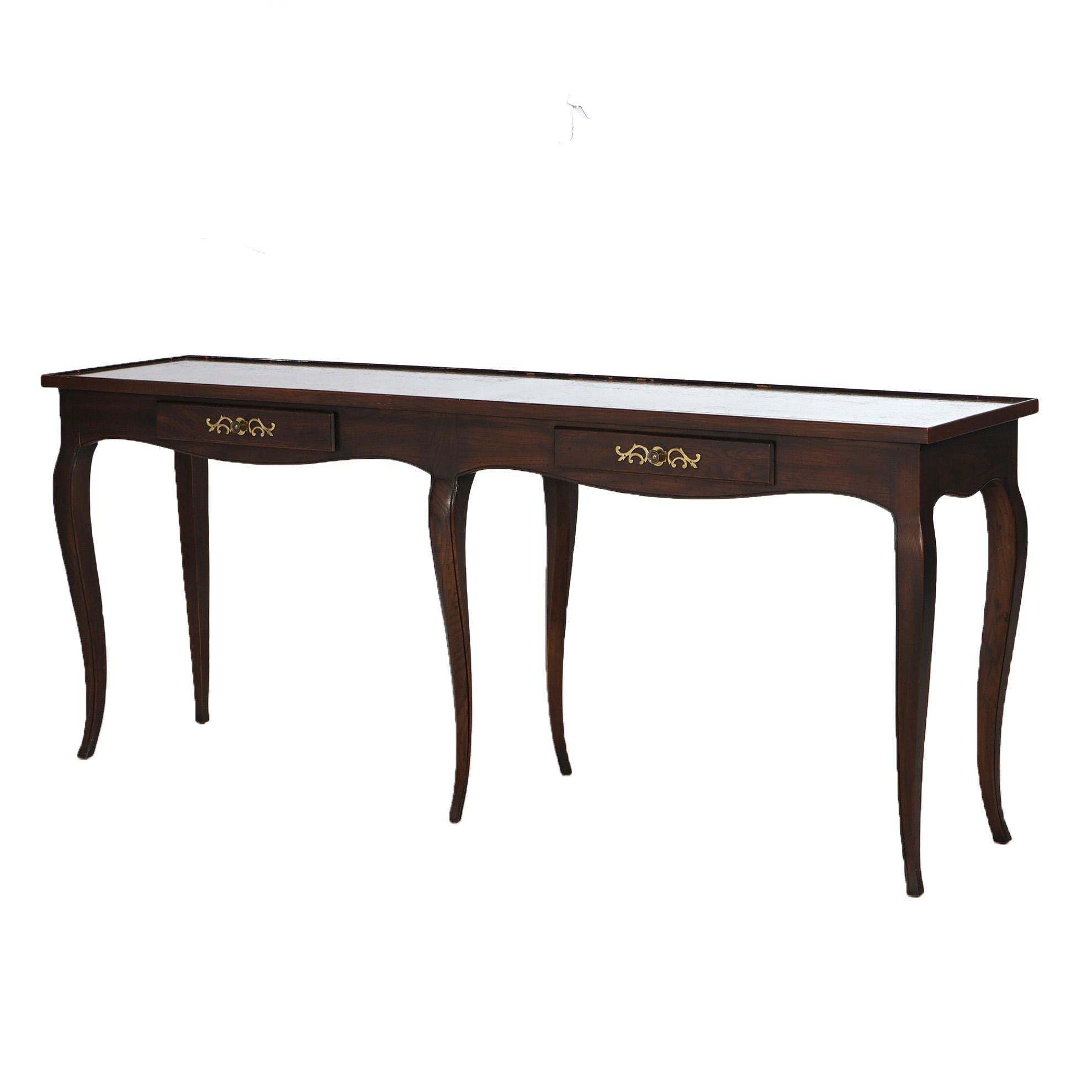 Antique French Style Rosewood TwoDrawer Long Sofa Table C1930 For Sale