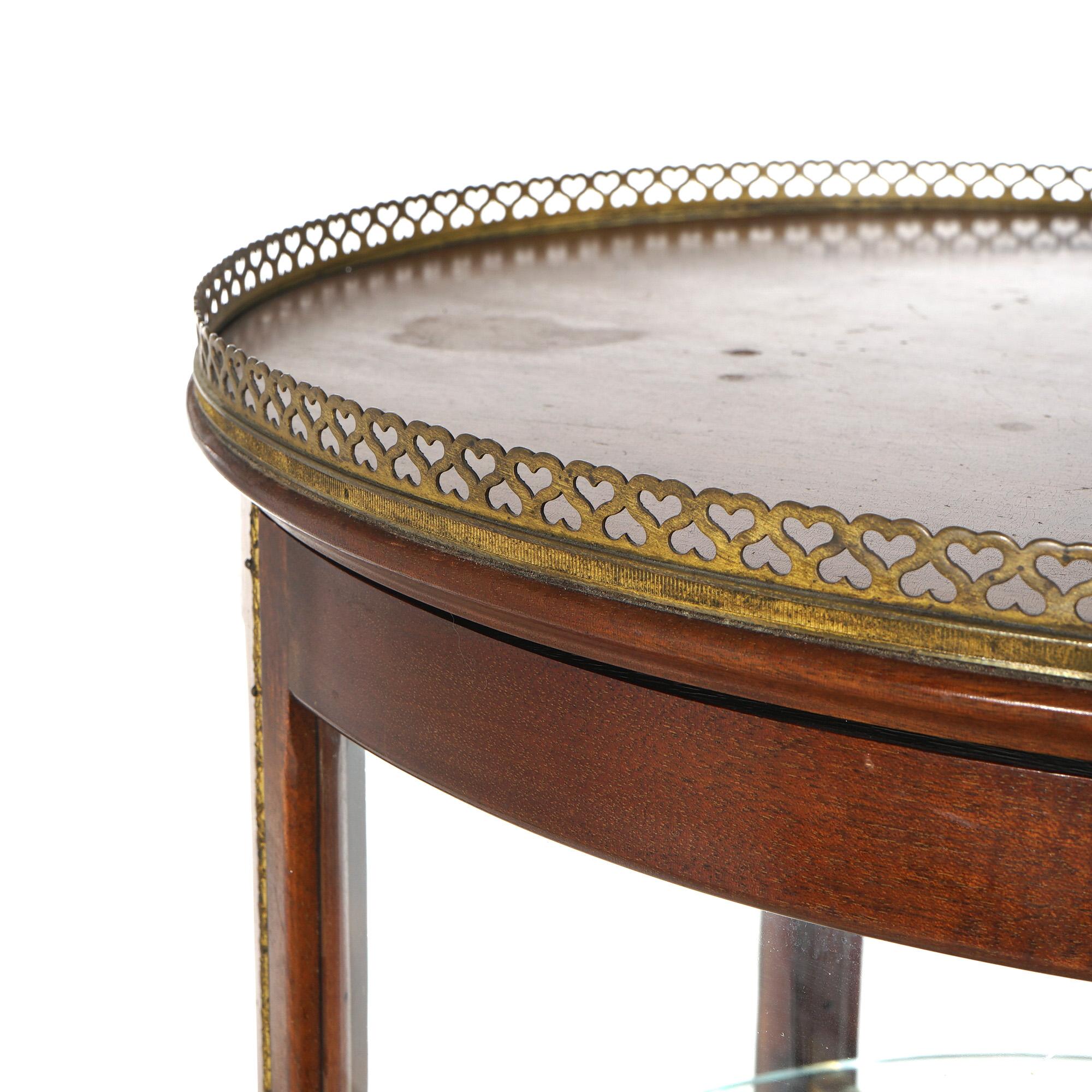 Antique French Style Round Mahogany Display Vitrine with Foliate Ormolu C1900 For Sale 4
