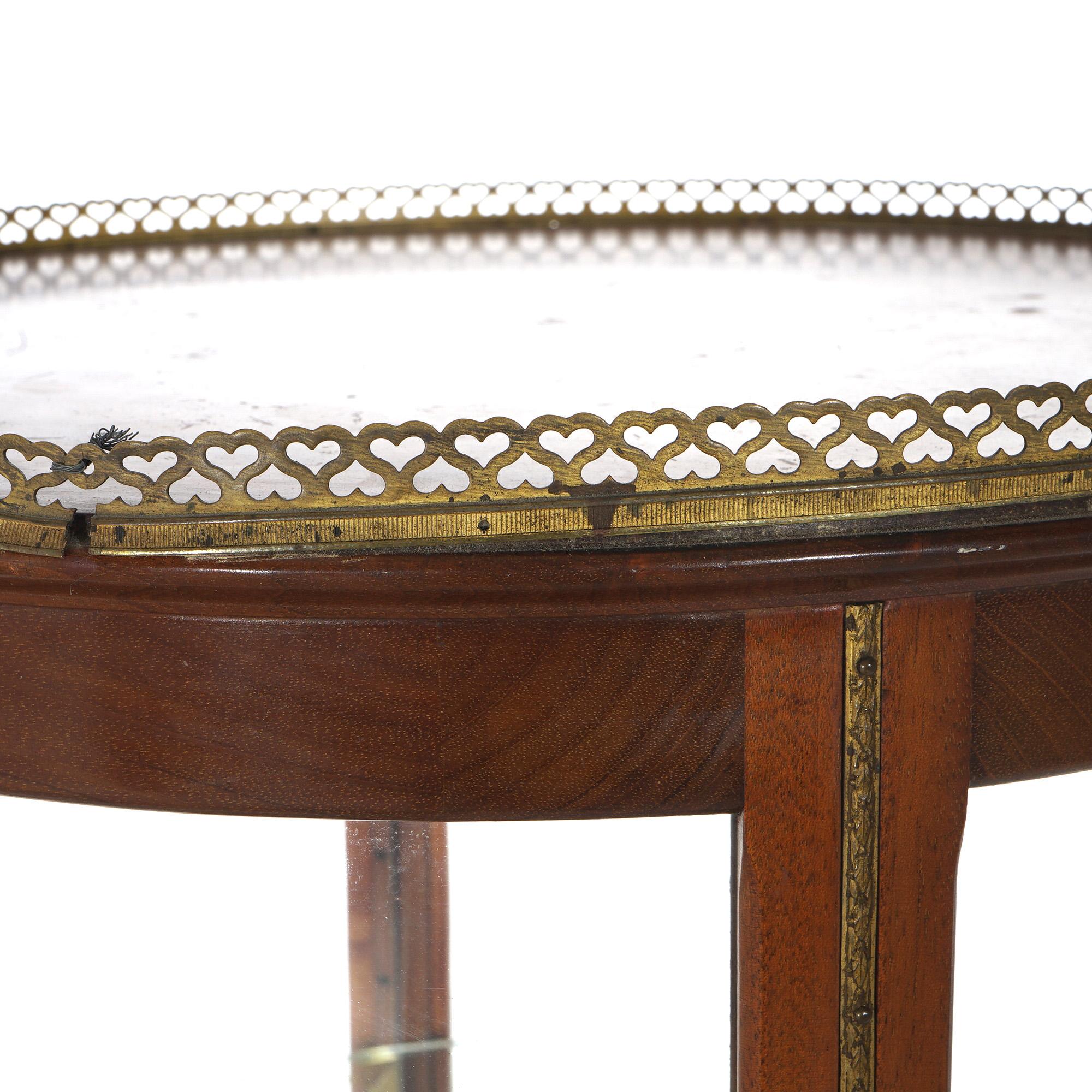 Antique French Style Round Mahogany Display Vitrine with Foliate Ormolu C1900 For Sale 6
