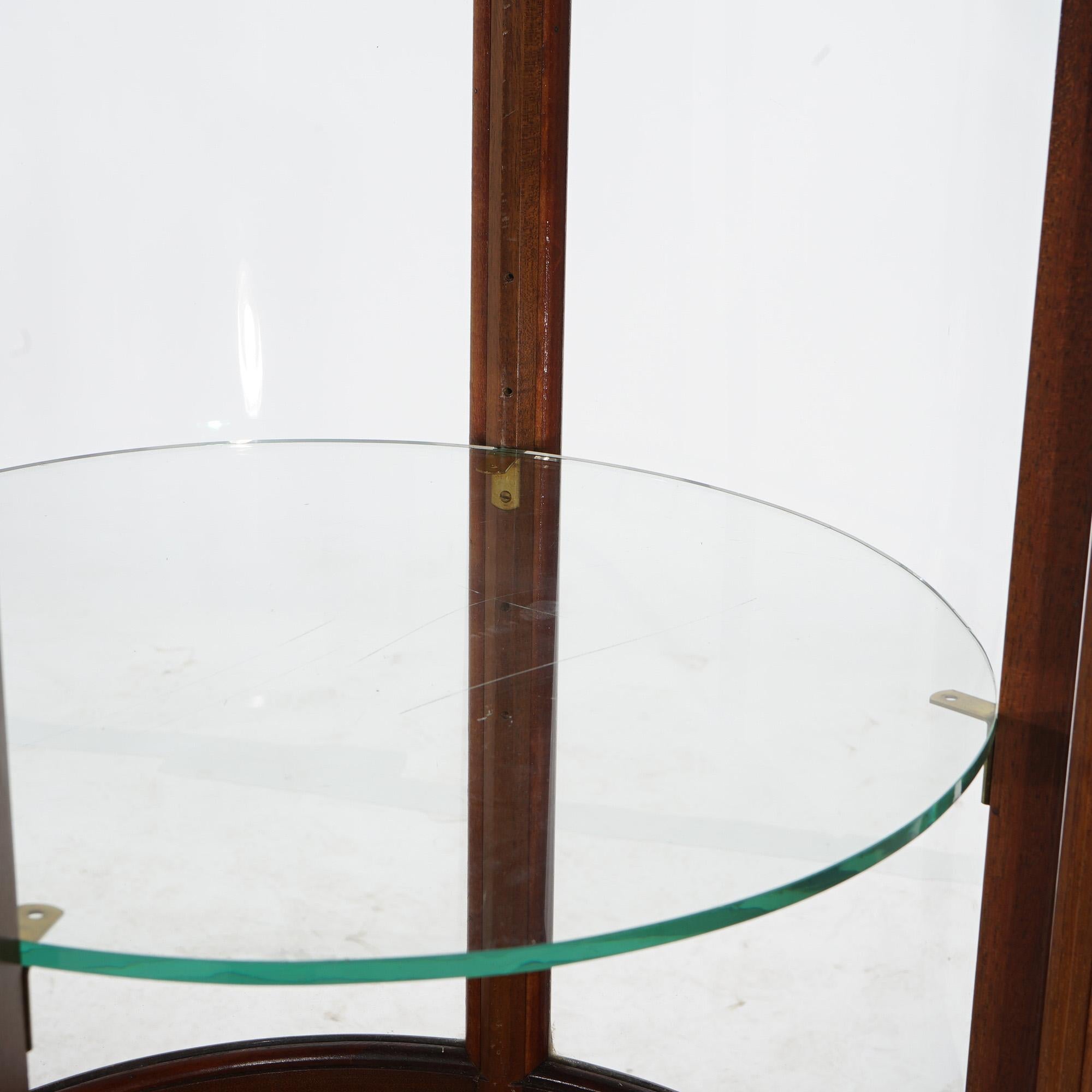 Antique French Style Round Mahogany Display Vitrine with Foliate Ormolu C1900 For Sale 11