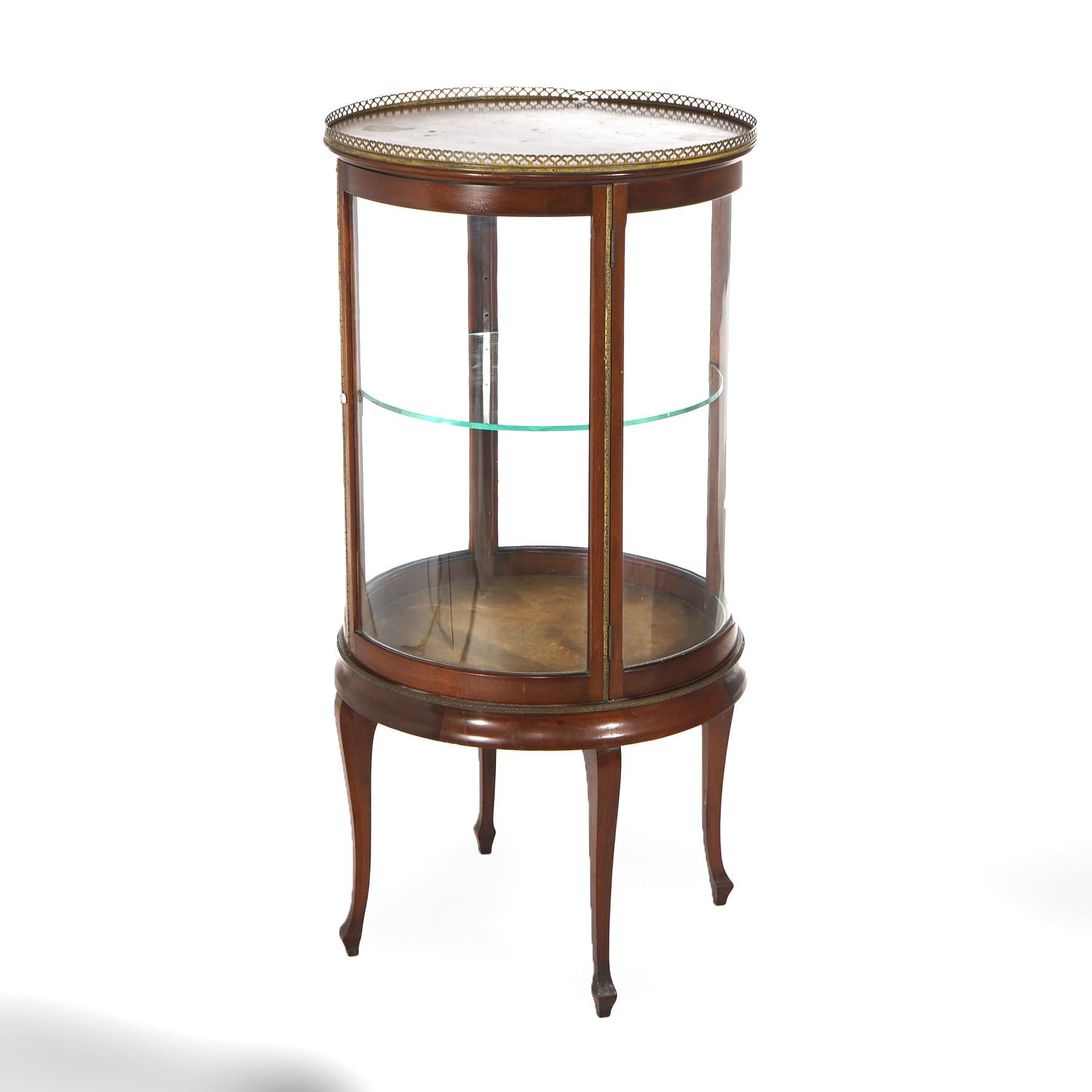 antique rounded glass curio cabinet