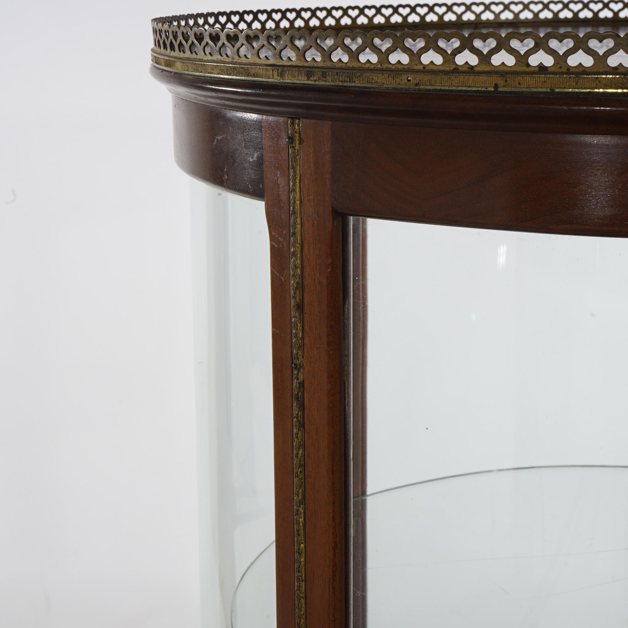 Antique French Style Round Mahogany Display Vitrine with Foliate Ormolu C1900 For Sale 2