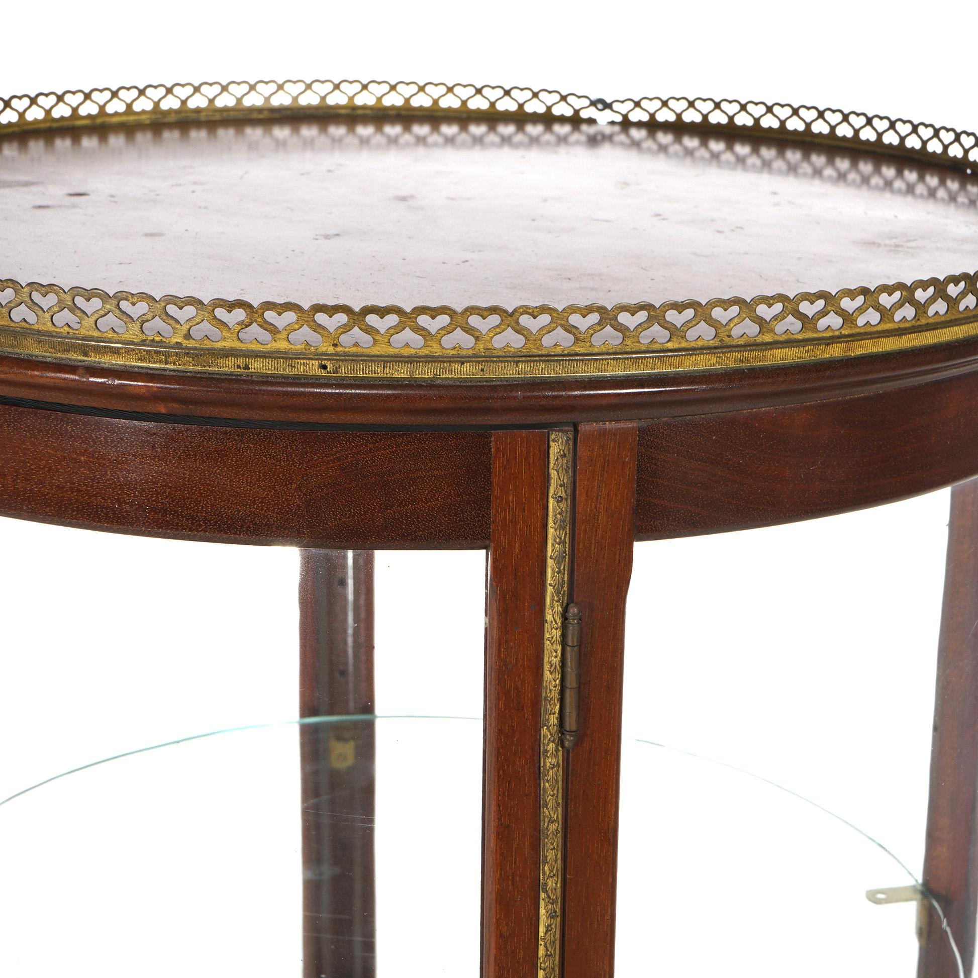 Antique French Style Round Mahogany Display Vitrine with Foliate Ormolu C1900 For Sale 3