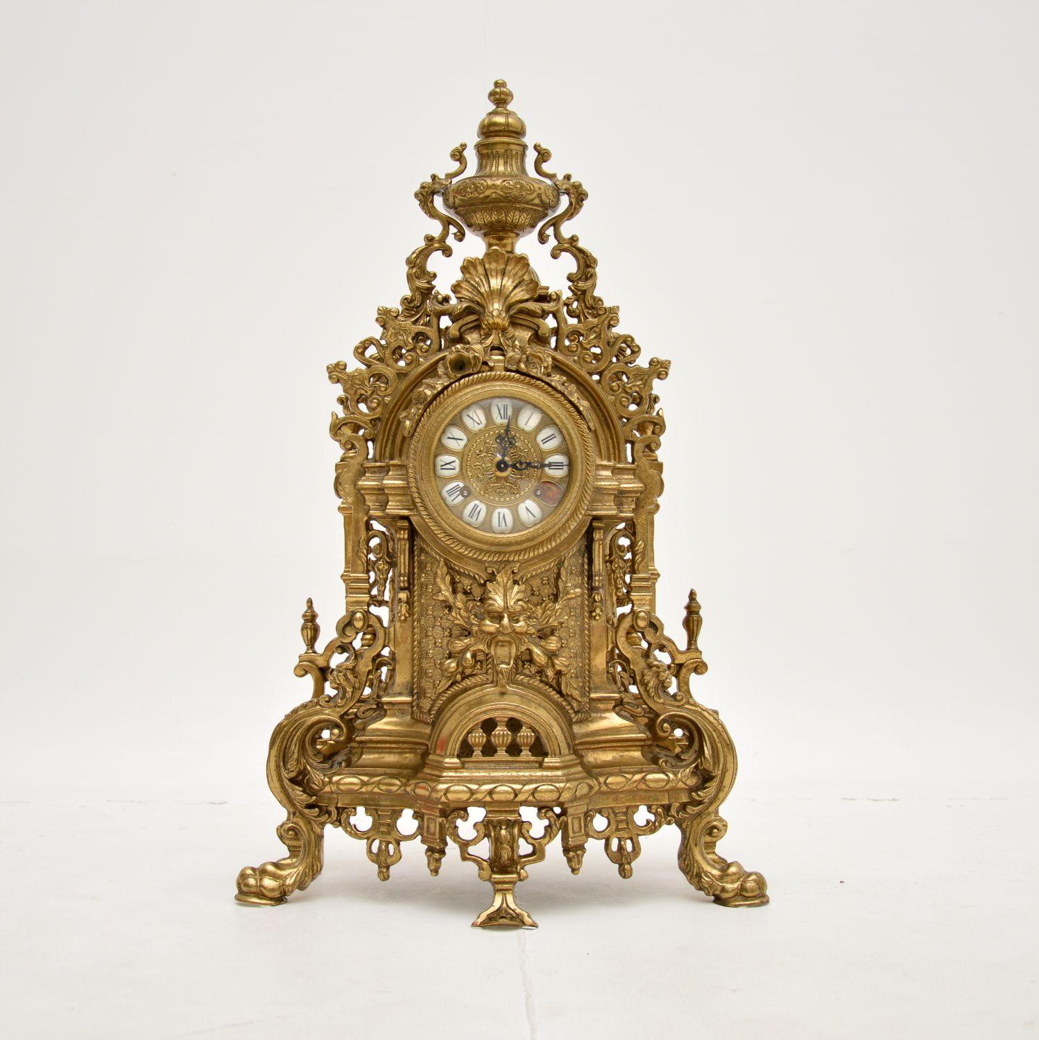 A stunning and beautifully made antique French style solid brass mantle clock. This was made by Franz Hermle in the 1960’s, the movement is German and the gorgeous brass case was made in Italy by Brevettato.

It is of superb quality, it is a large