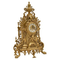 Antique French Style Solid Brass Mantle Clock