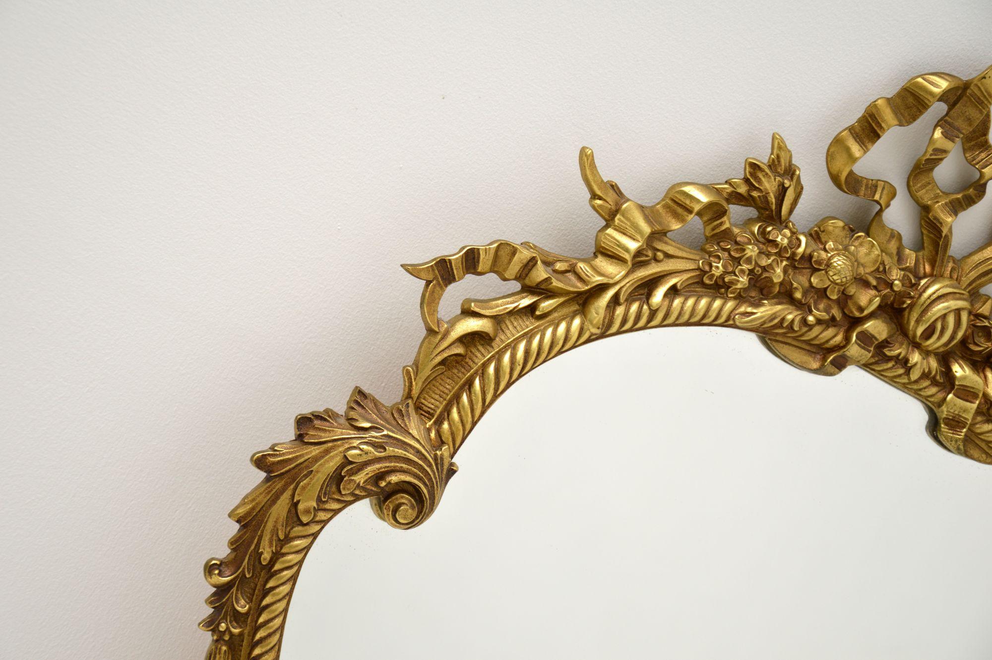 Mid-20th Century Antique French Style Solid Brass Mirror
