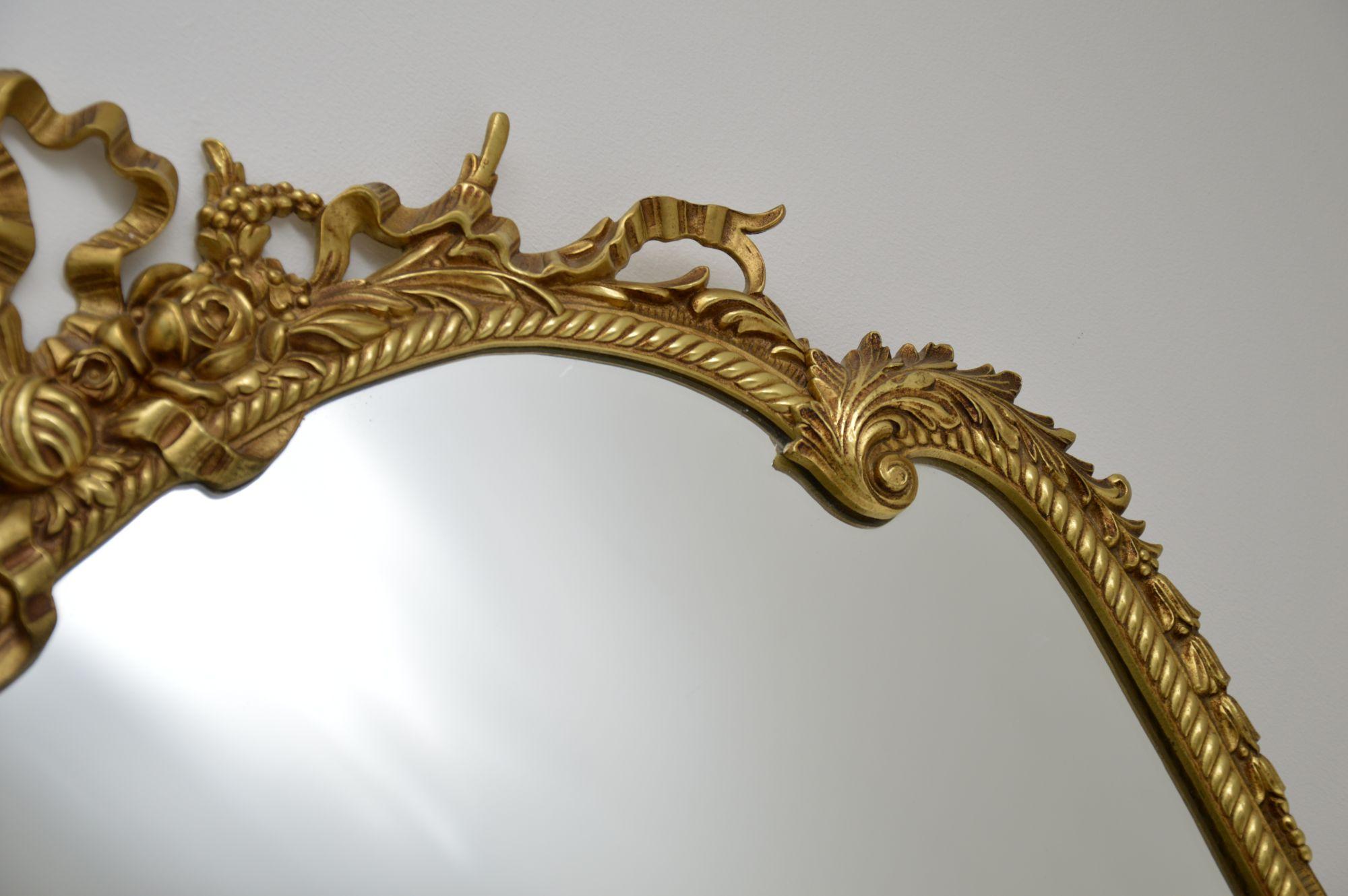 Antique French Style Solid Brass Mirror 1