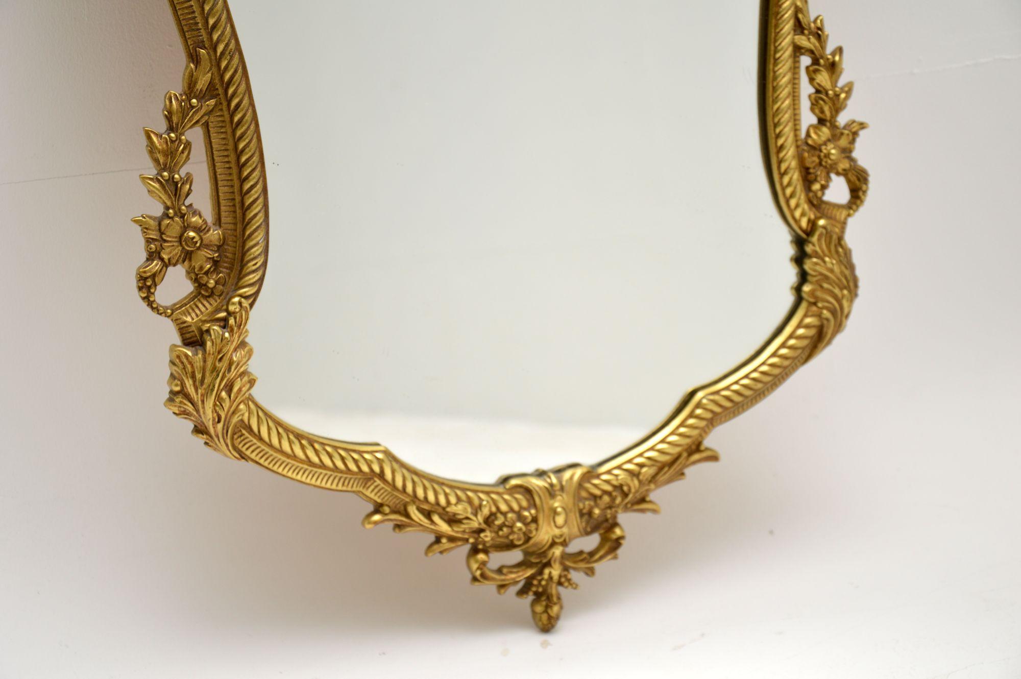Antique French Style Solid Brass Mirror 2