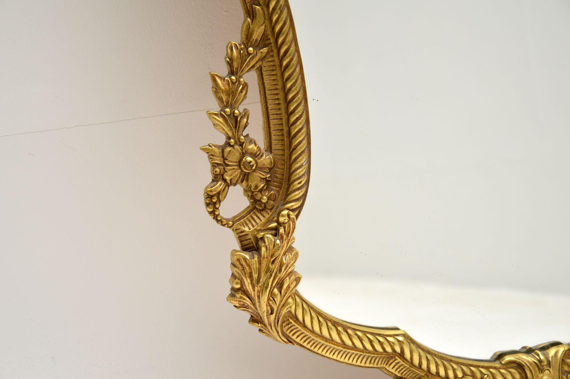 Antique French Style Solid Brass Mirror 4
