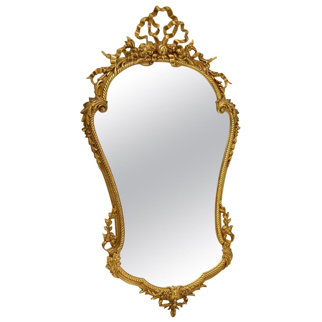 Antique French Style Solid Brass Mirror
