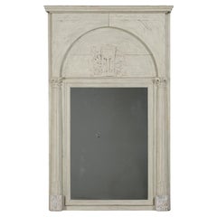 Used French Style Trumeau or Mantle Mirror, Old Paint, Unrestored Nice Patina