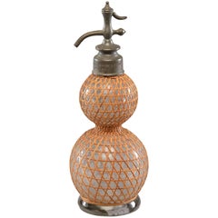 Antique French Syphon Bottle with Rattan Cover