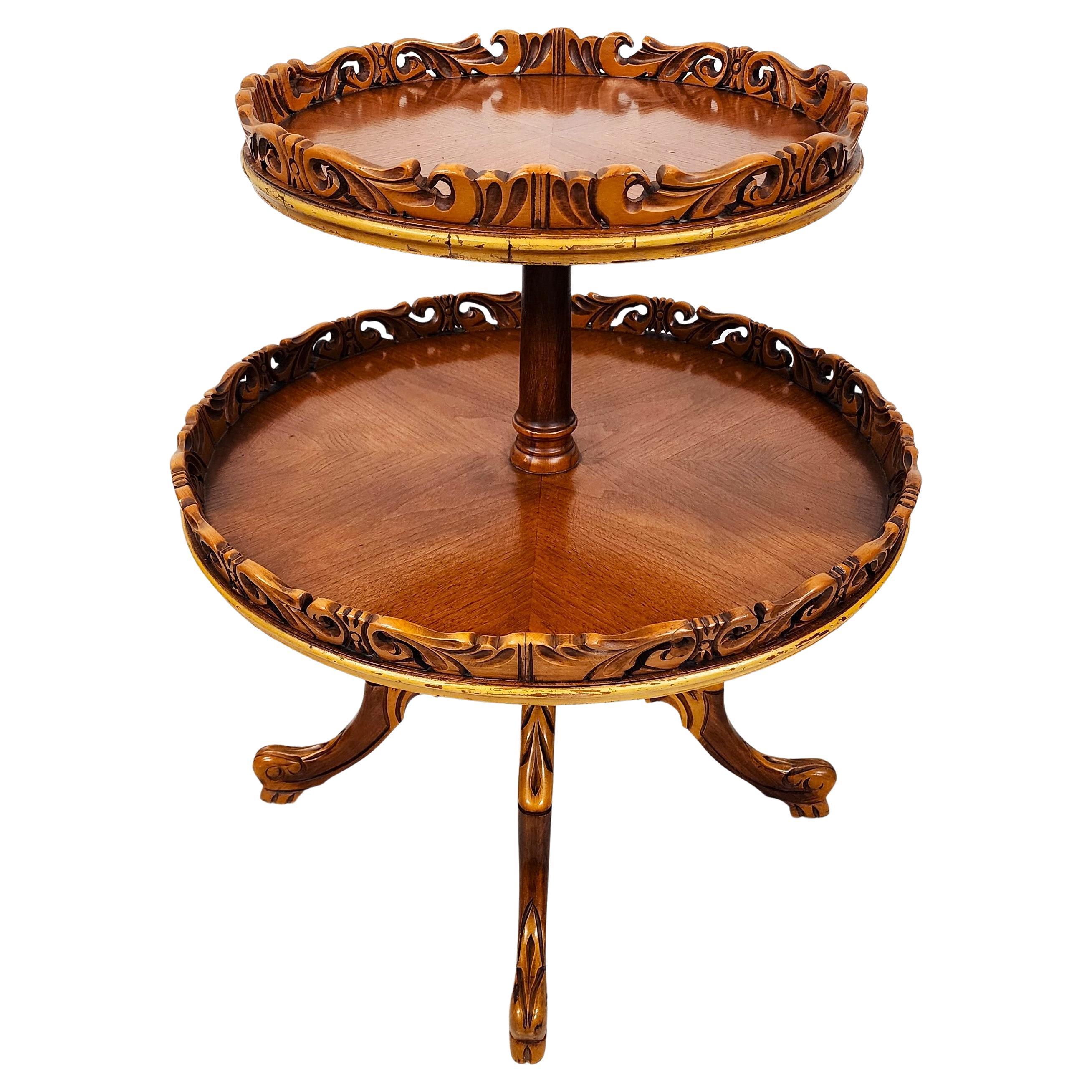 Antique French Tavolo a 2 piani con montavivande in vendita