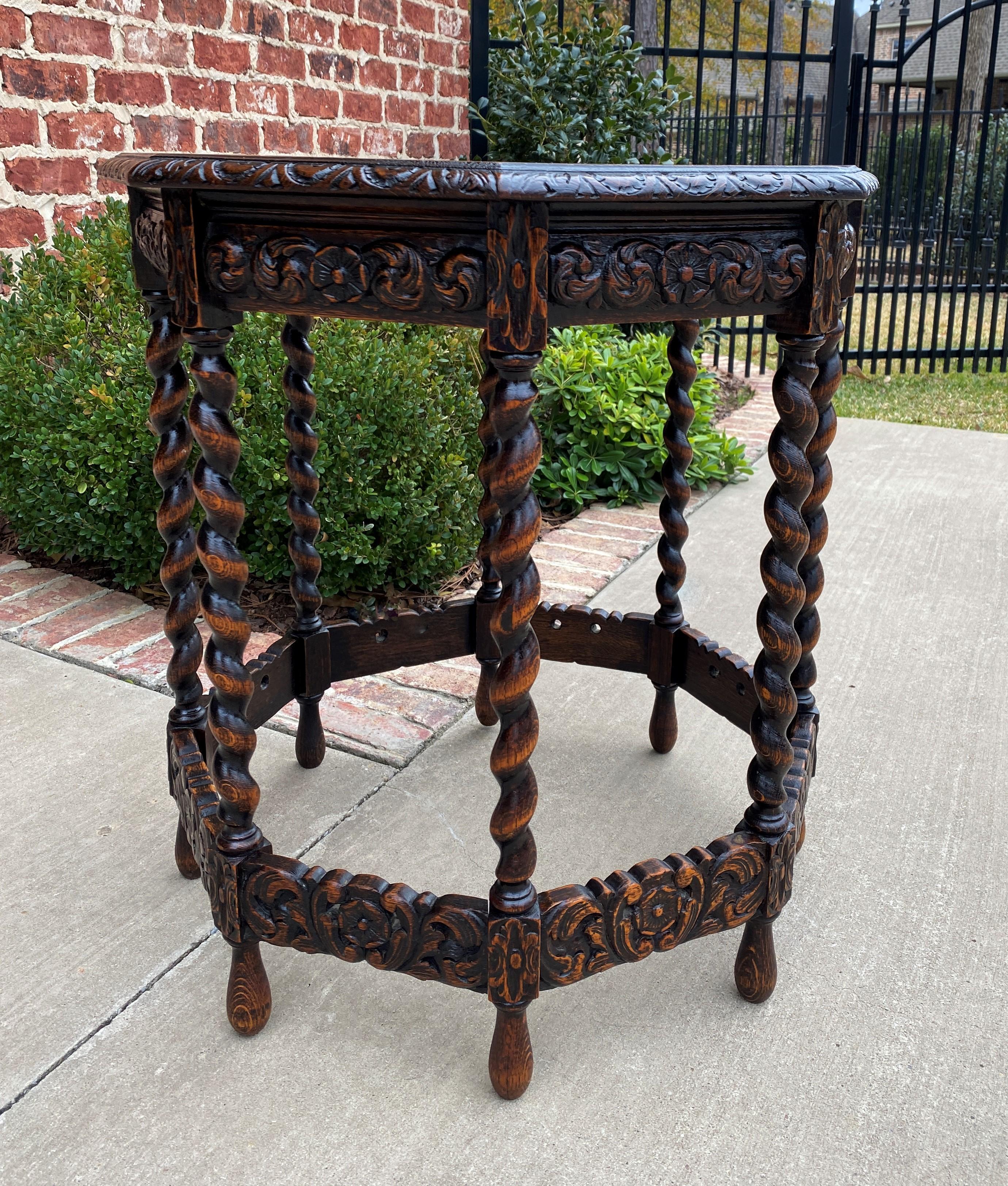 Antique French Table Barley Twist Octagonal Carved Oak Renaissance Revival 9