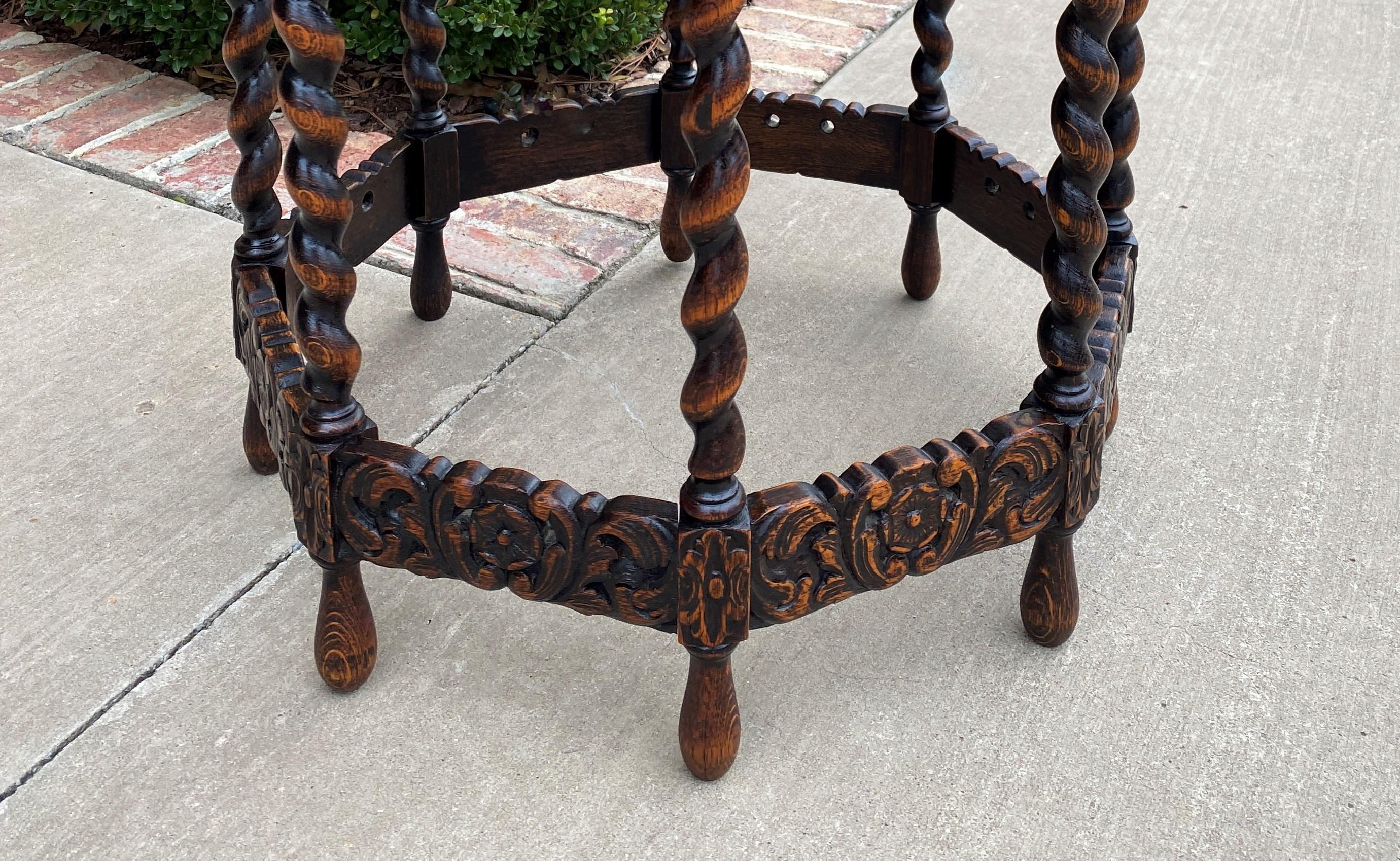 Antique French Table Barley Twist Octagonal Carved Oak Renaissance Revival 10