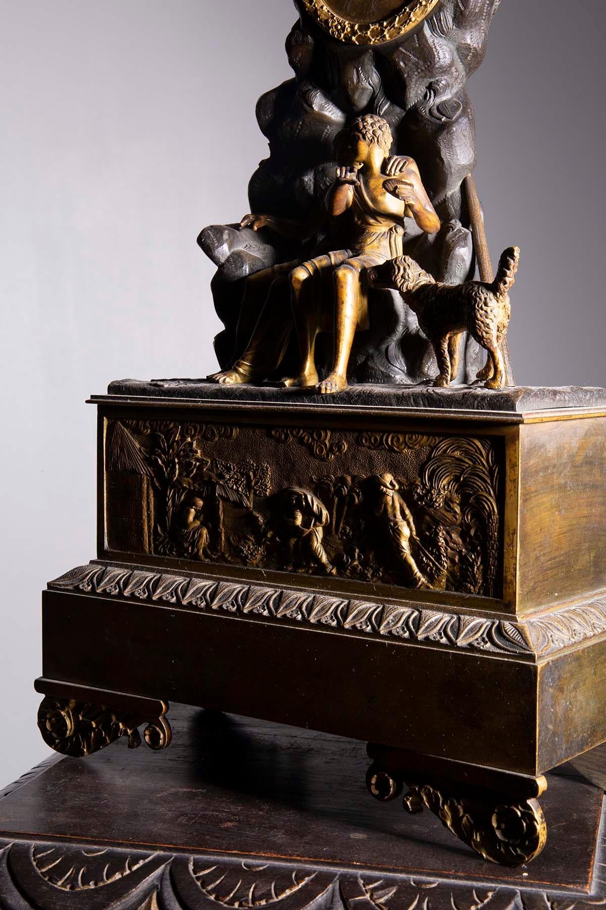 Antike französische Tischuhr aus Bronze aus der Zeit Karls X. aus der Ära Carlo X. im Angebot 1