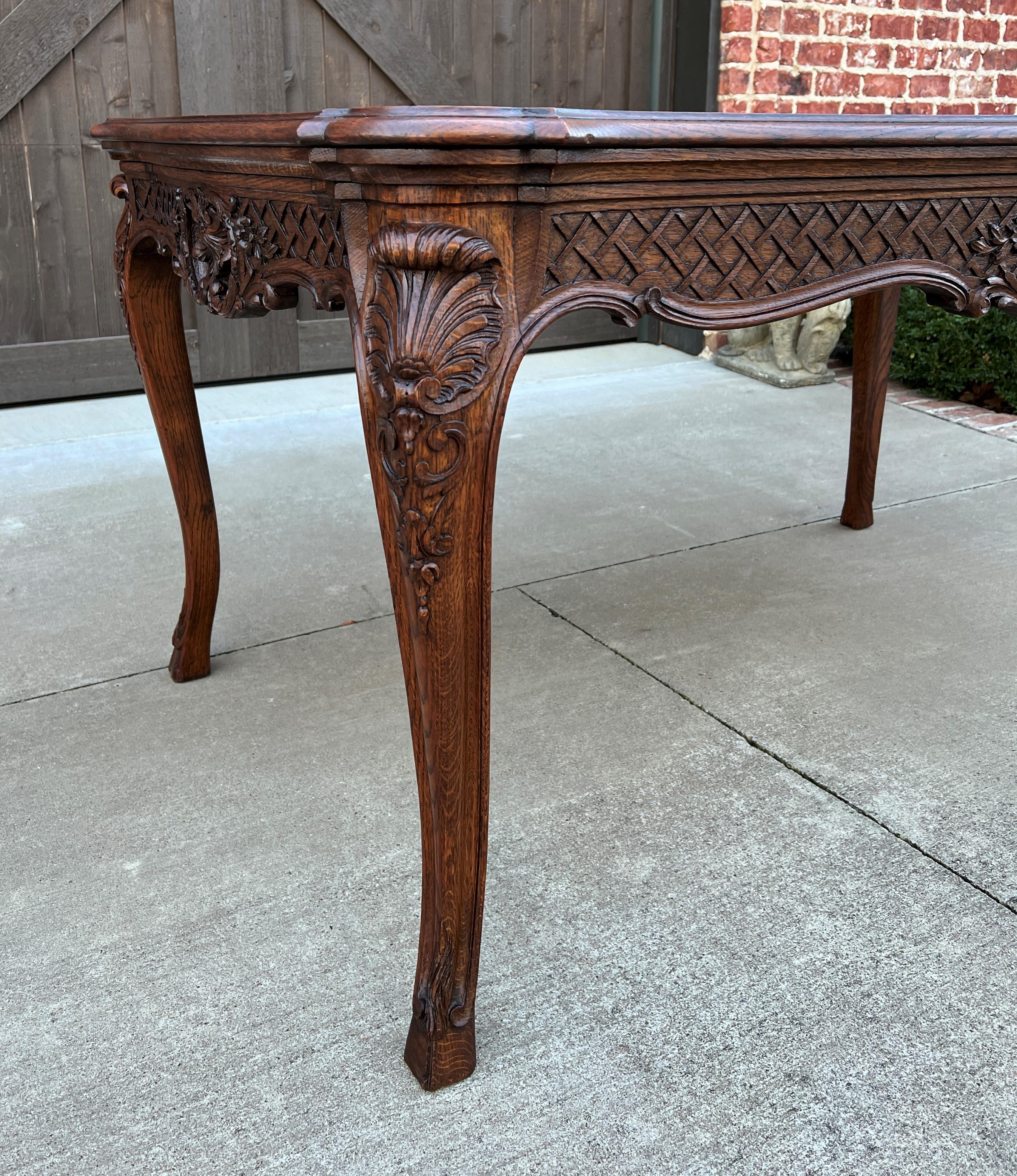 Antique French Table Dining Breakfast Table Desk Draw Leaf Carved Oak Parquet For Sale 1