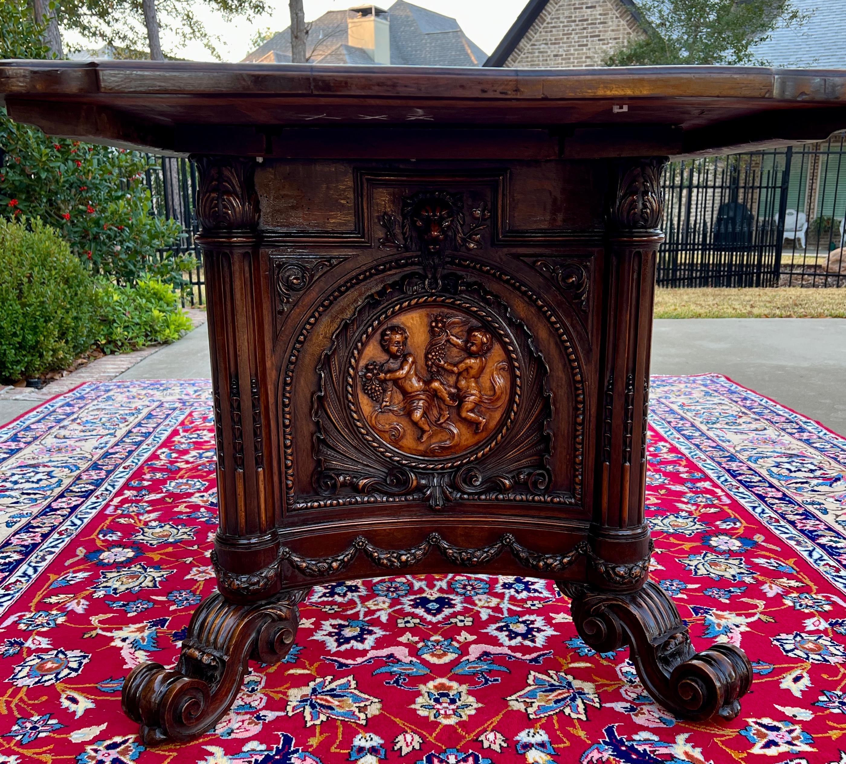 Table française ancienne table de salle à manger table d'écriture en chêne sculpté SUPERB en vente 8