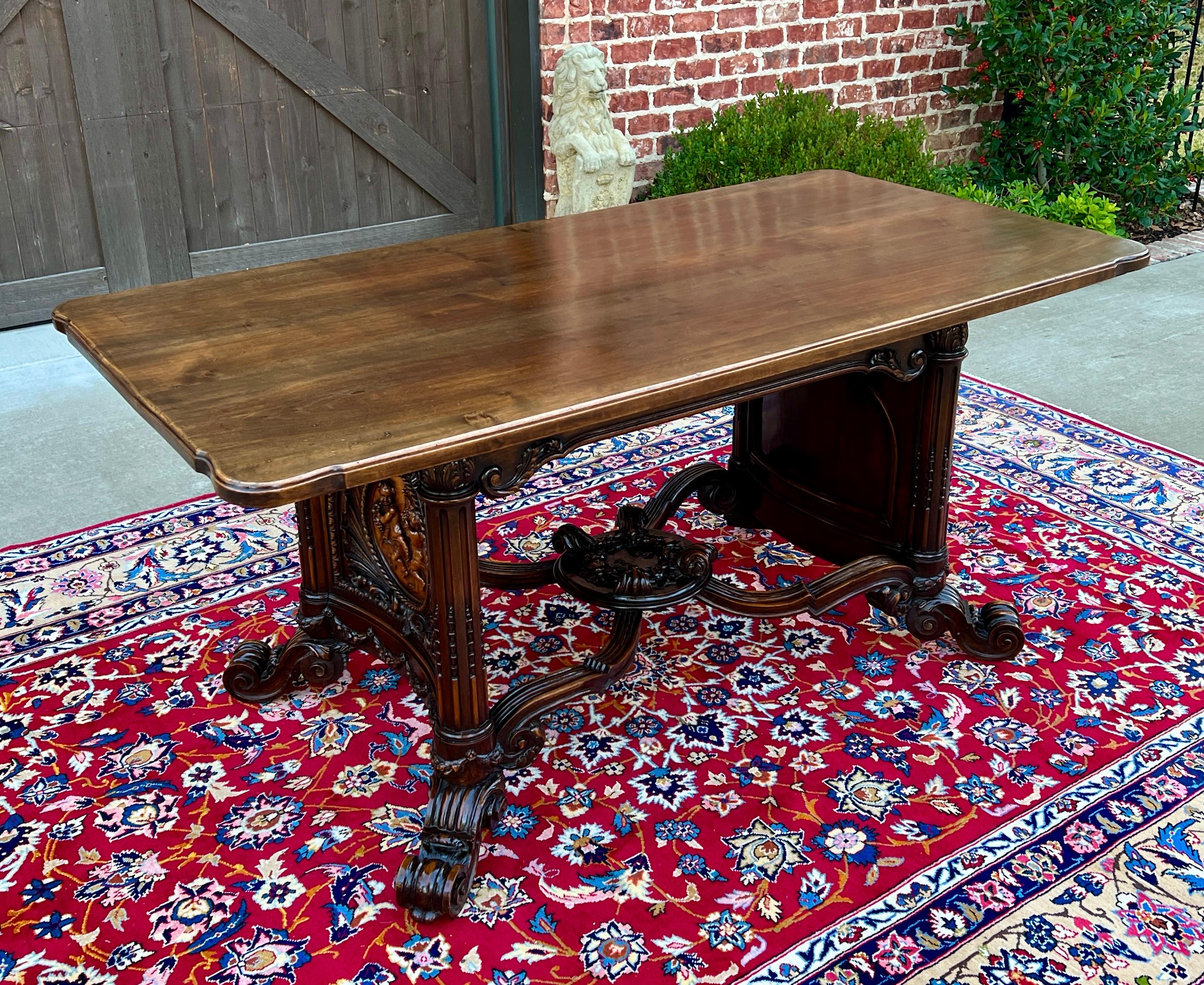 Antique French Table Dining Breakfast Table Writing Desk Carved Oak SUPERB For Sale 1