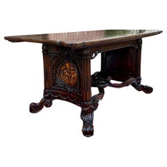 Antiker französischer Tisch, Ess- und Frühstückstisch, Schreibtisch, geschnitzte Eiche SUPERB