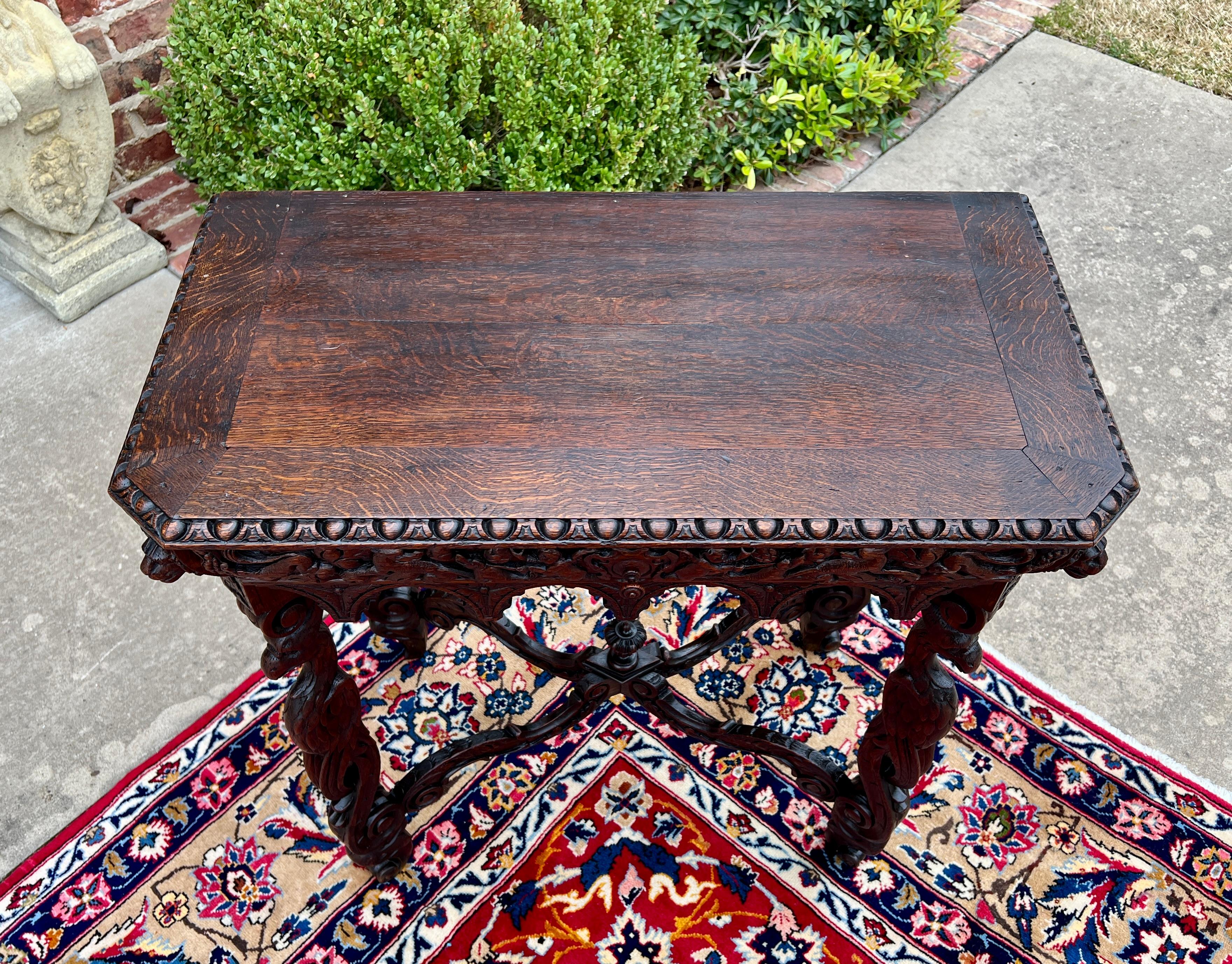 Antique French Table Hall Entry Console Sofa Table Phoenix Drawer Oak c. 1880s 8