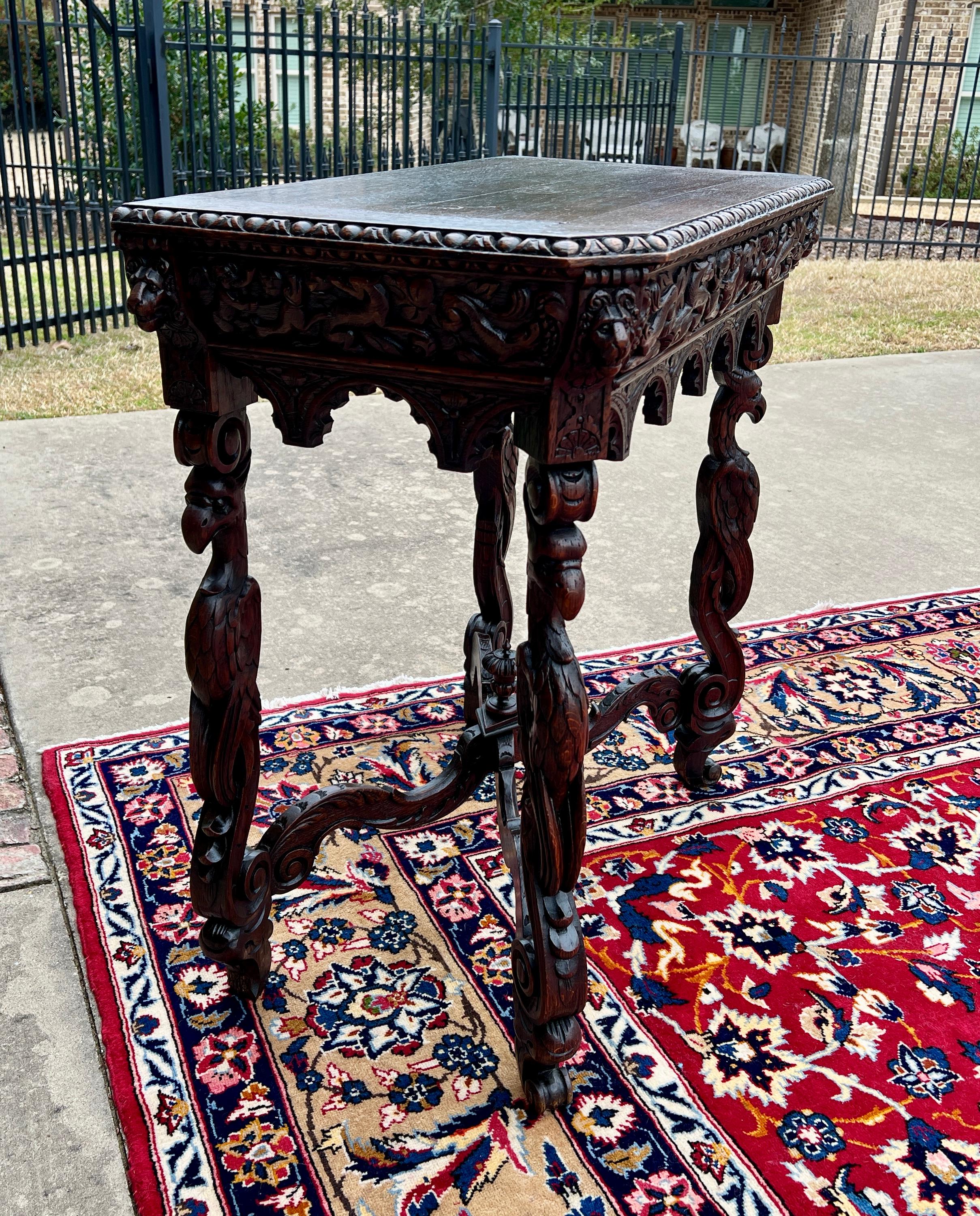 Antique French Table Hall Entry Console Sofa Table Phoenix Drawer Oak c. 1880s 11