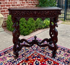 Antique French Table Hall Entry Console Sofa Table Phoenix Drawer Oak c. 1880s