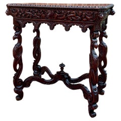 Antiker französischer Tisch-, Flur- und Eingangs-Konsolen-Sofatisch mit Phoenix-Schubladen aus Eiche, um 1880