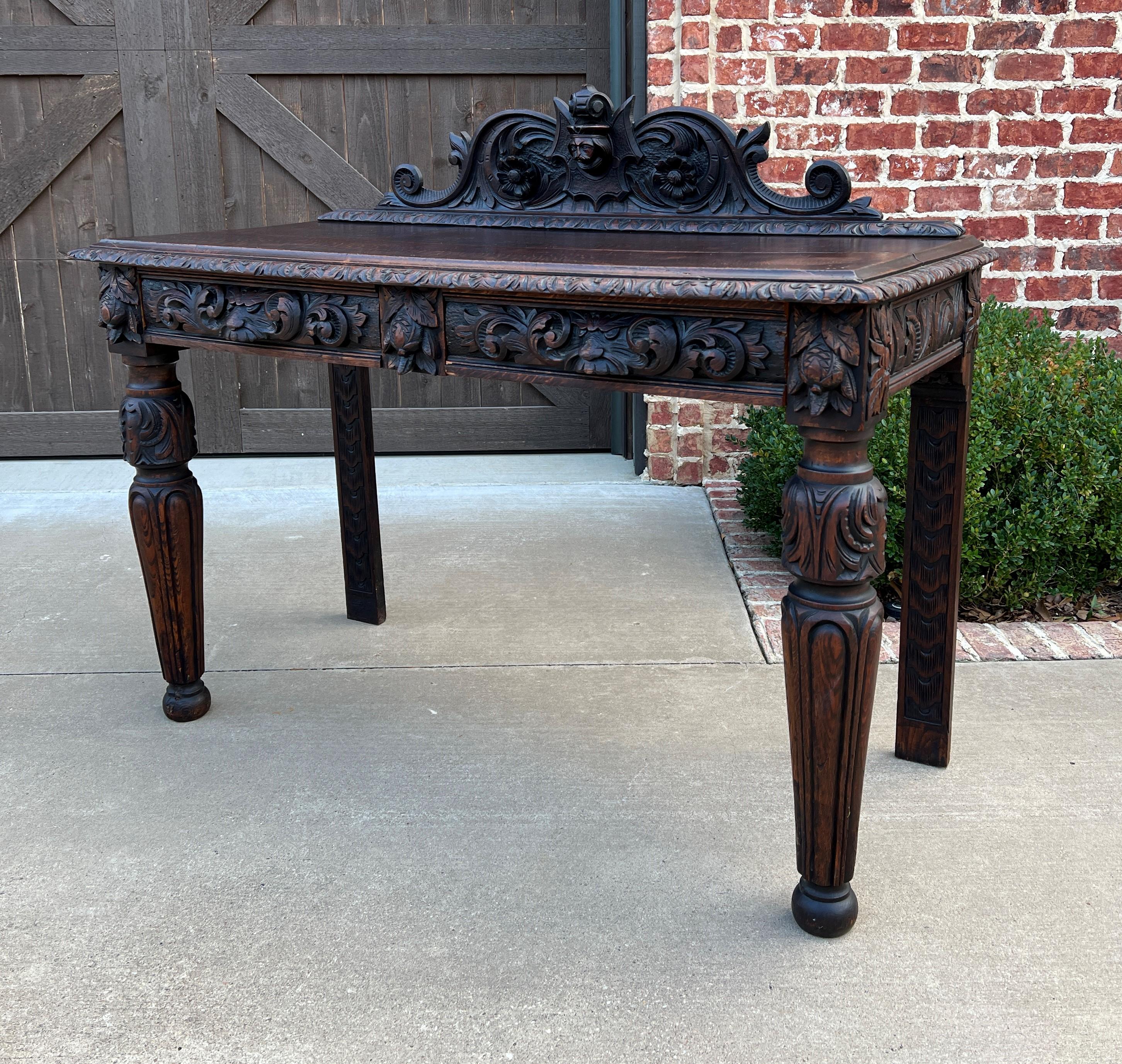 Antique French Table Hall Entry Console Sofa Table Two Drawers Oak C. 1890s For Sale 8