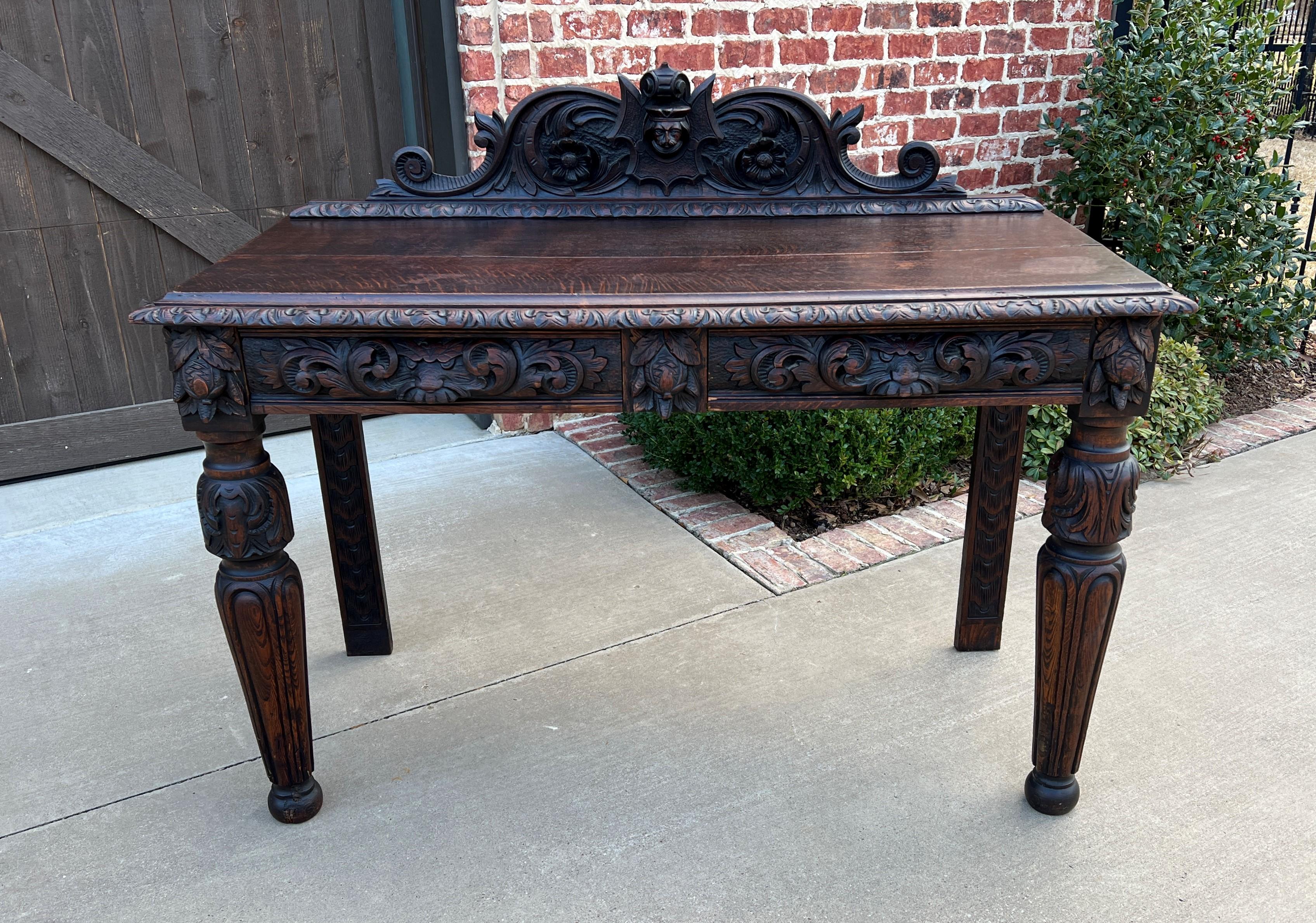 Antique French Table Hall Entry Console Sofa Table Two Drawers Oak C. 1890s For Sale 9