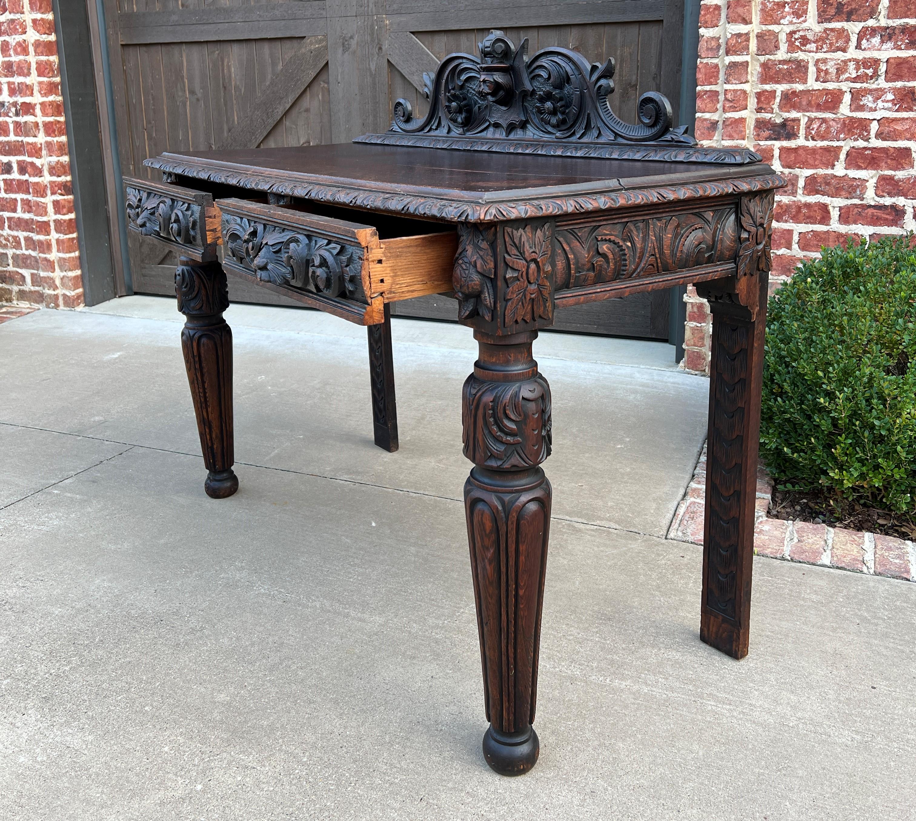 Antique French Table Hall Entry Console Sofa Table Two Drawers Oak C. 1890s For Sale 1