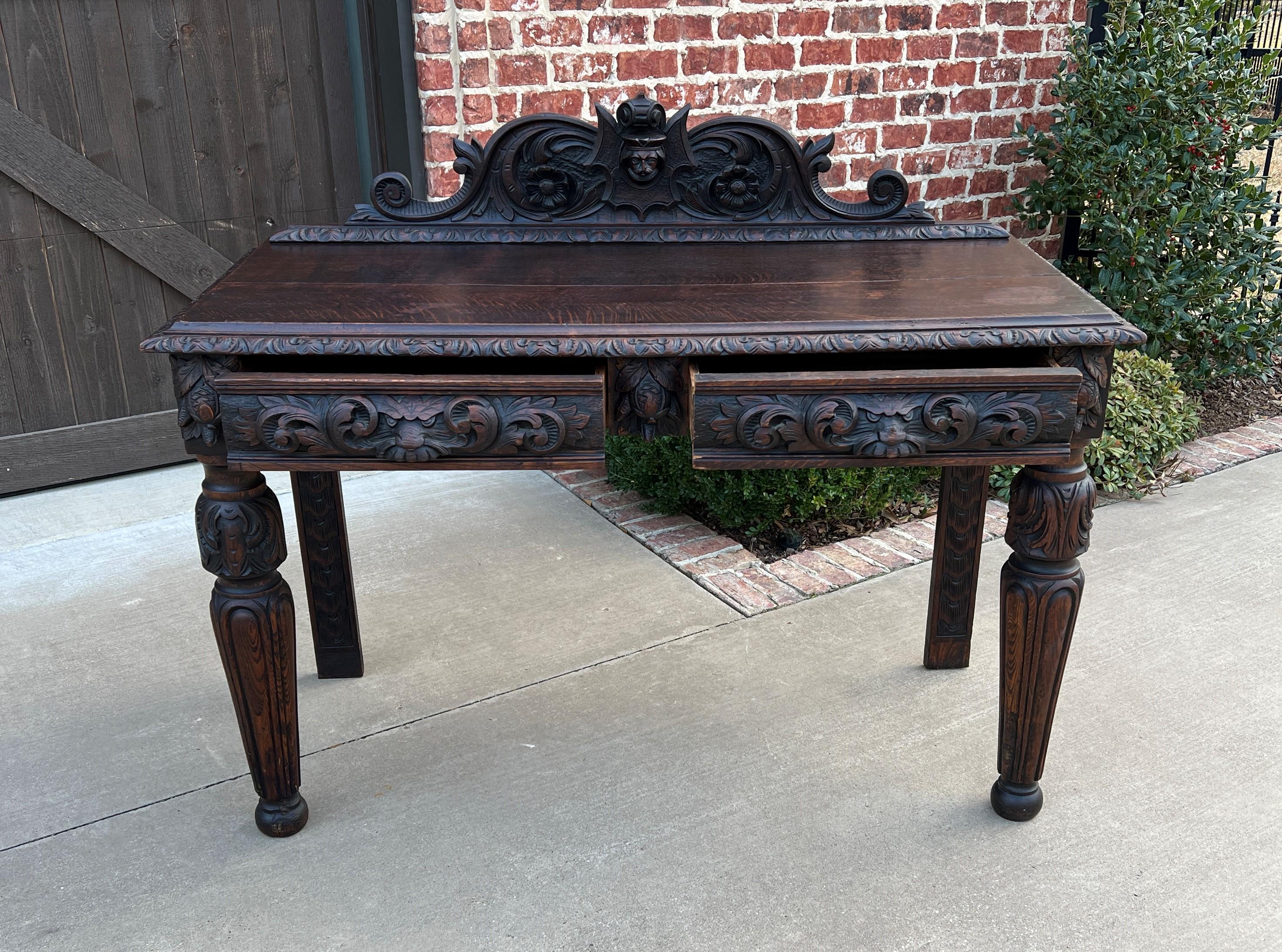 Antique French Table Hall Entry Console Sofa Table Two Drawers Oak C. 1890s For Sale 2