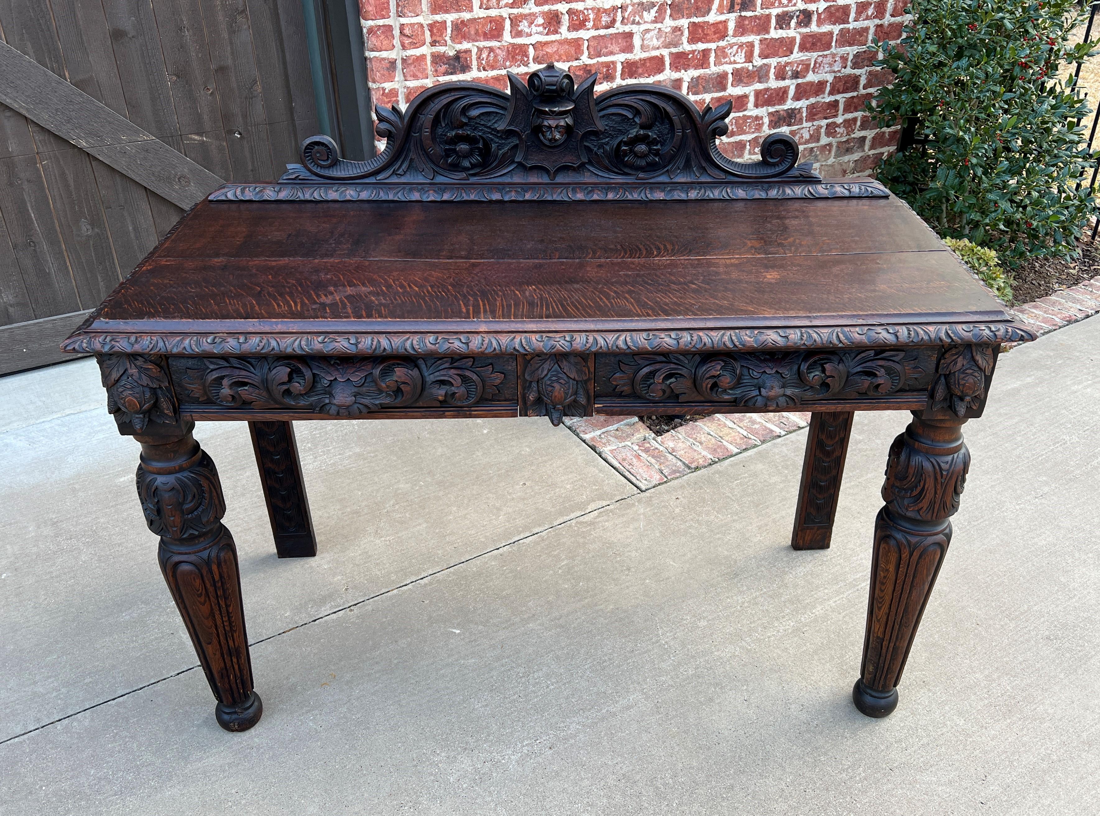Antique French Table Hall Entry Console Sofa Table Two Drawers Oak C. 1890s For Sale 3