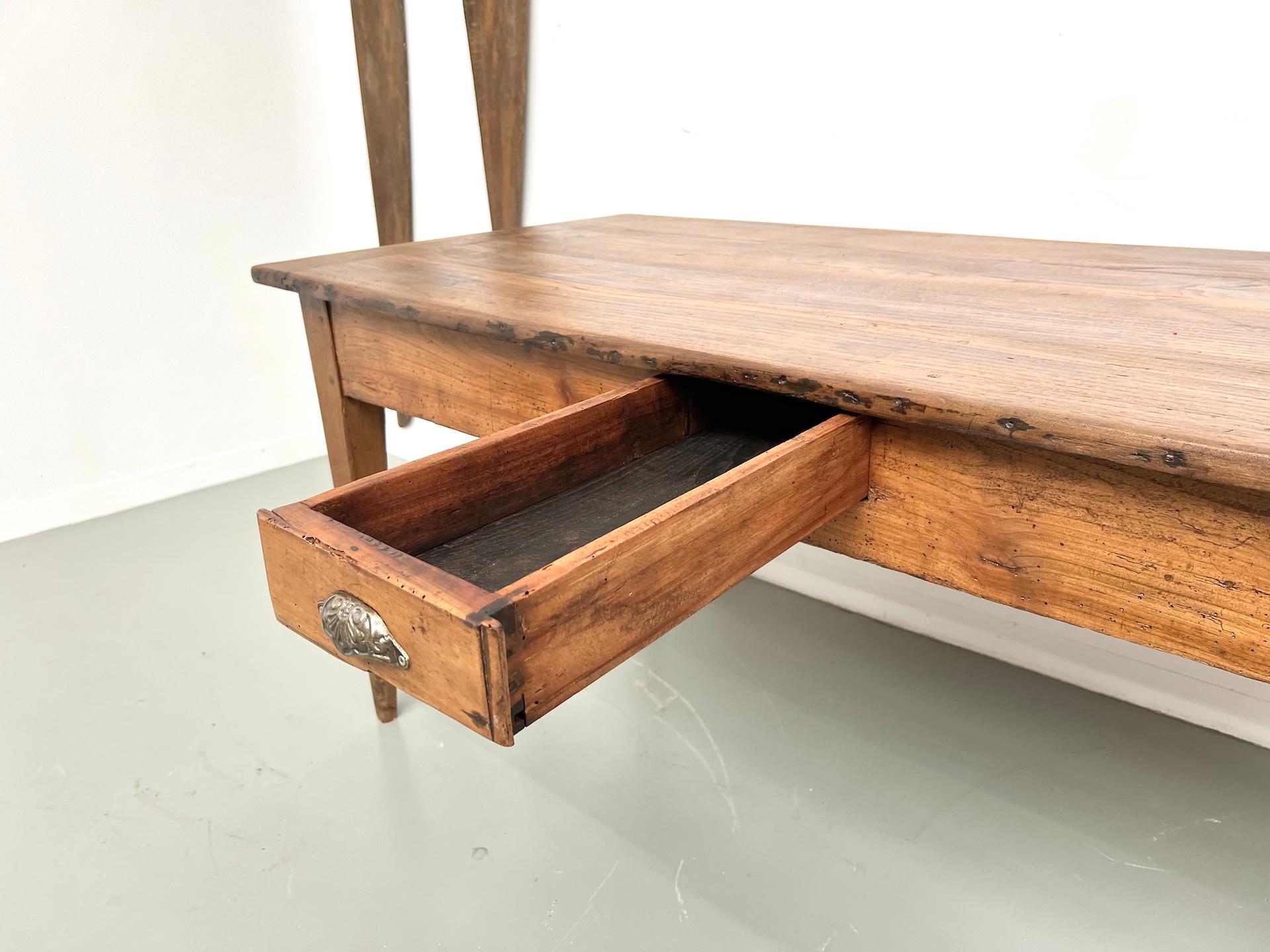 Antique french table in solid oak, around 1890. For Sale 7