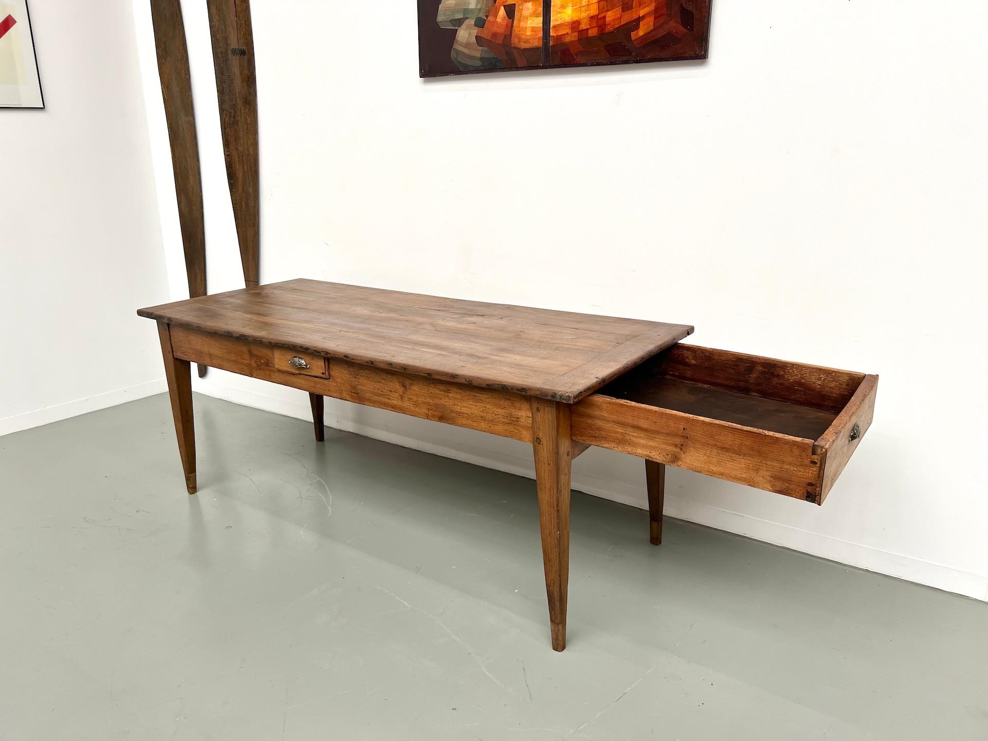 Antique french table in solid oak, around 1890. For Sale 11
