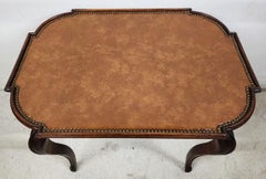 Antique French Table Leather Top Oak Side End
