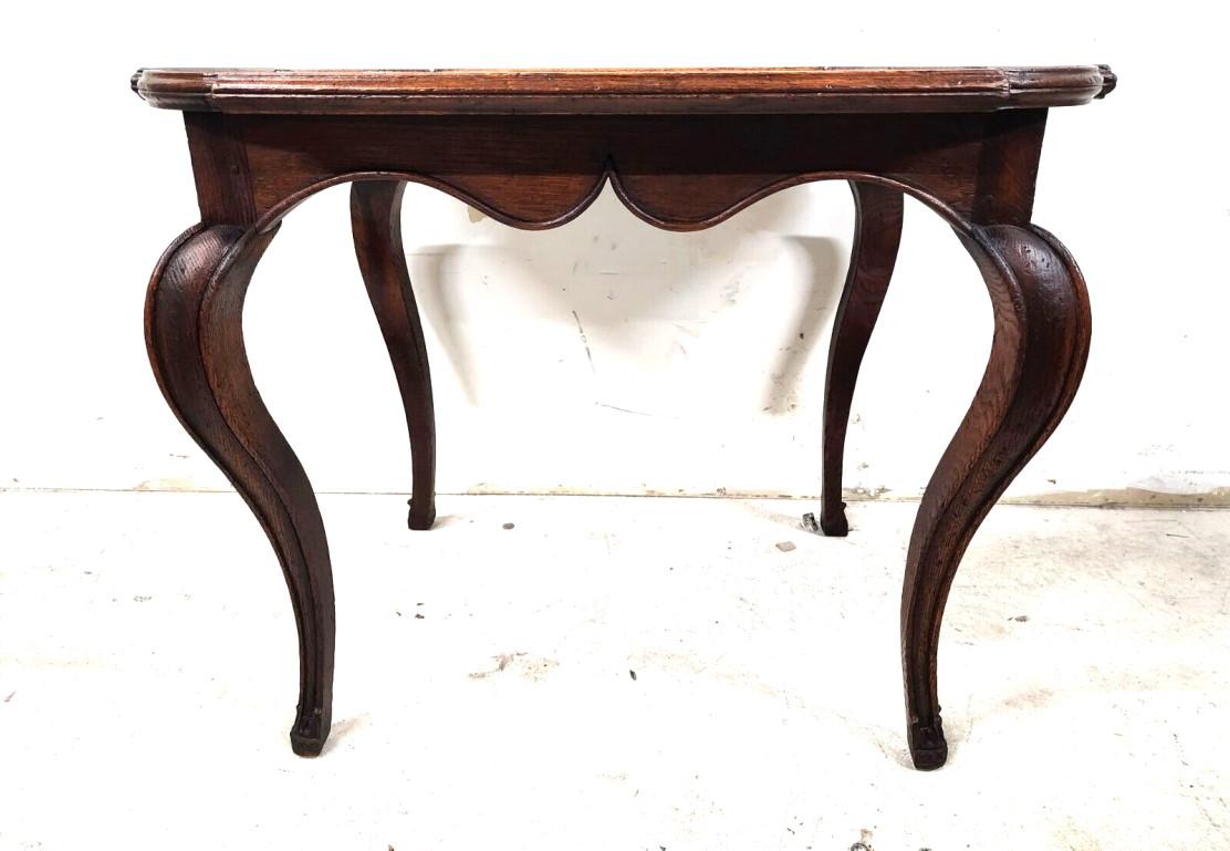 Antique French Table Leather Top Oak Side End In Good Condition For Sale In Lake Worth, FL