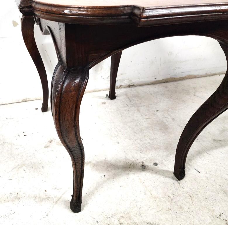 Antique French Table Leather Top Oak Side End For Sale 2
