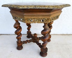 Antique French Table Louis XIII Octagonal Barley Twist 1800s