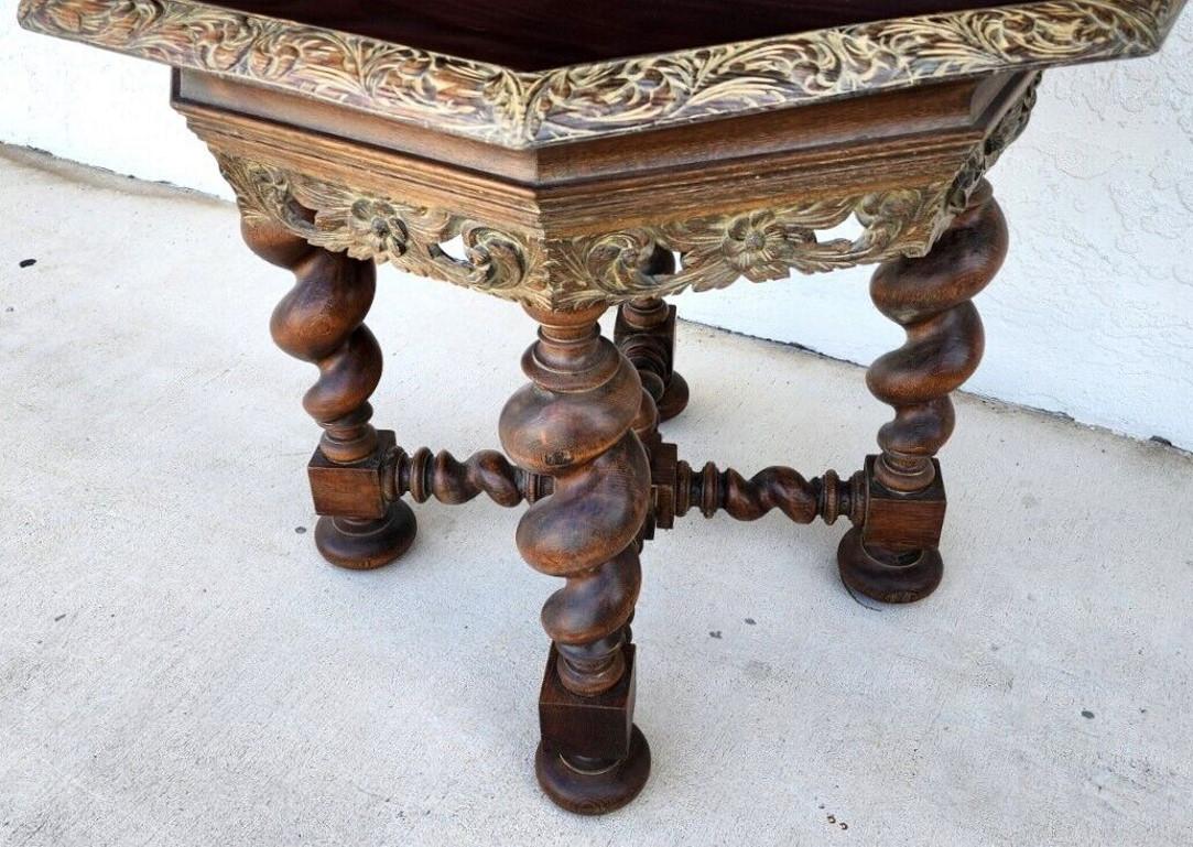 Antique French Table Louis XIII Octagonal Barley Twist 1800s In Good Condition For Sale In Lake Worth, FL